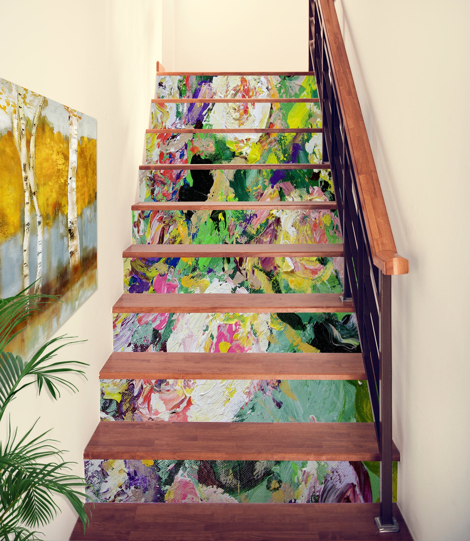3D Colorful Flowers Oil Painting 90120 Allan P. Friedlander Stair Risers