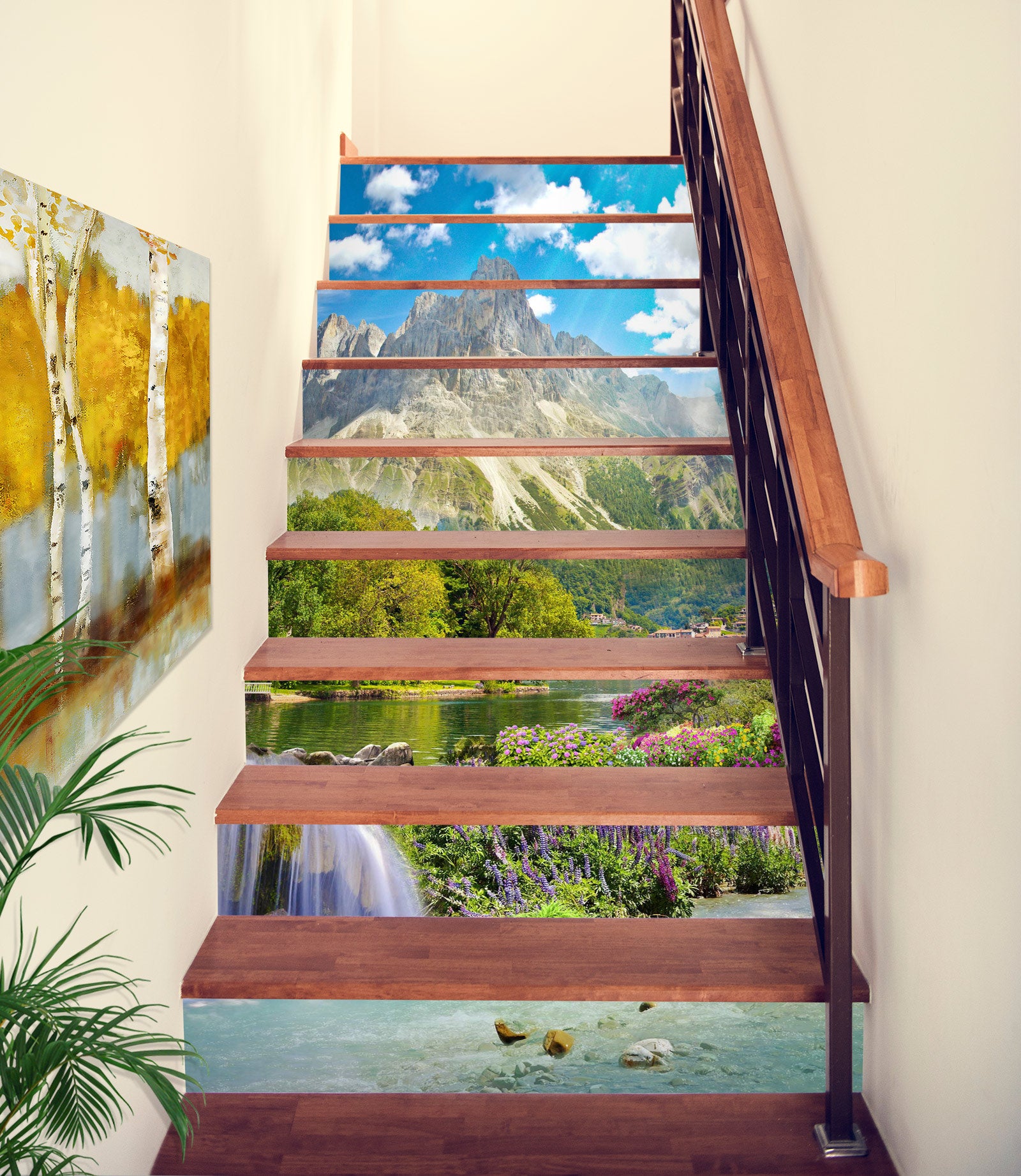 3D Alpine Green Water 341 Stair Risers