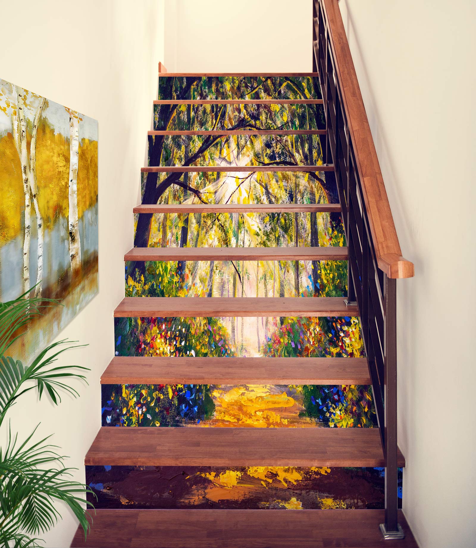 3D Sunlight In The Staggered Woods 383 Stair Risers