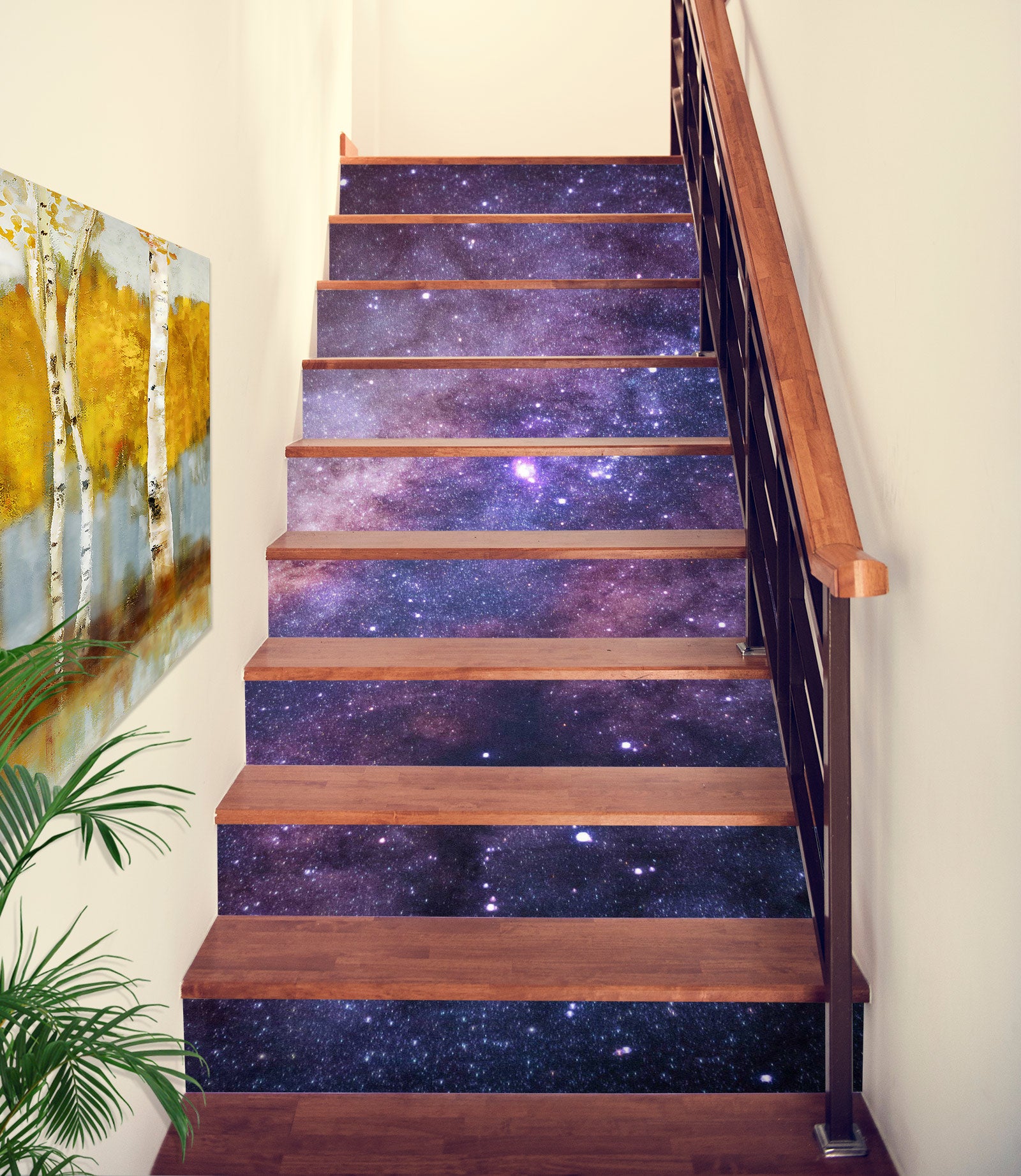 3D Purple Charming Galaxy 311 Stair Risers