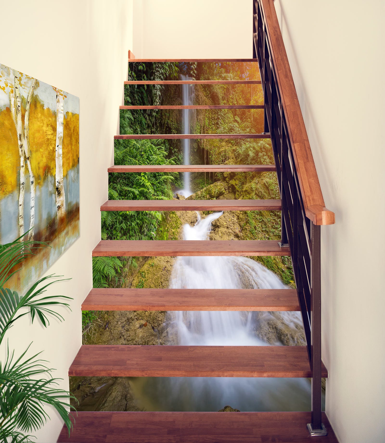 3D Comfortable Waterfall In The Mountains 307 Stair Risers