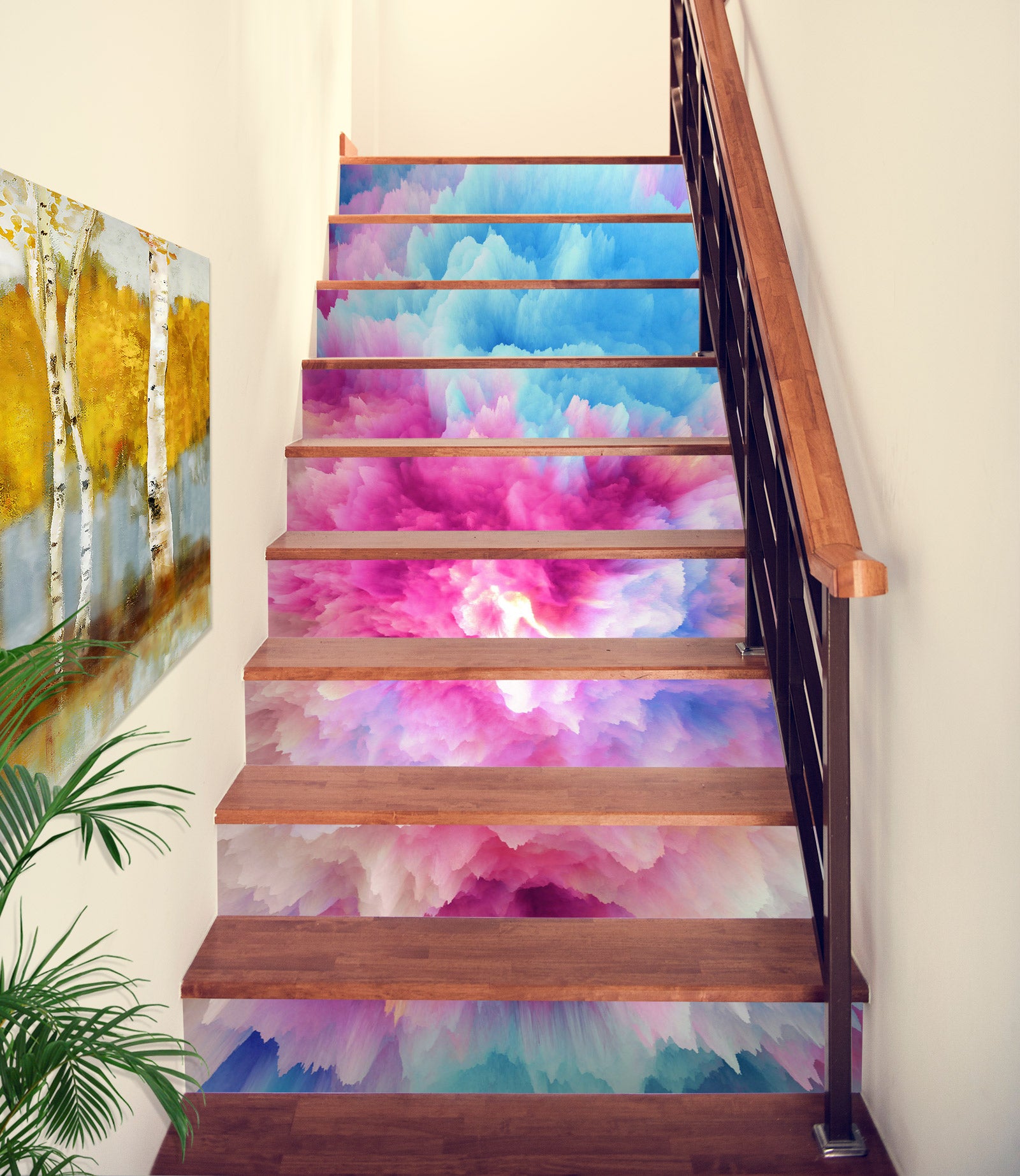 3D Color Gradation Flower 184 Stair Risers