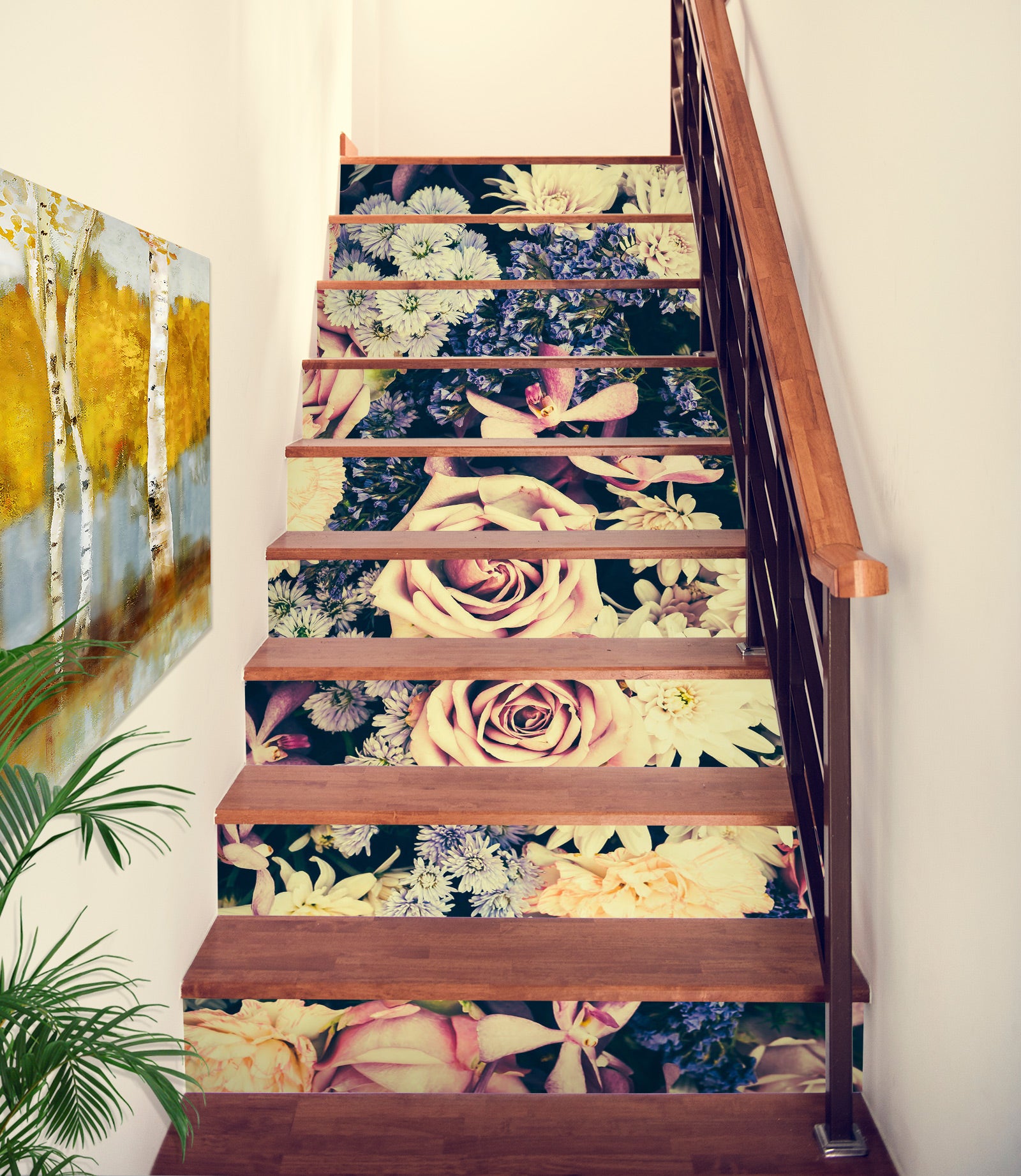 3D Faded Sad Roses 448 Stair Risers