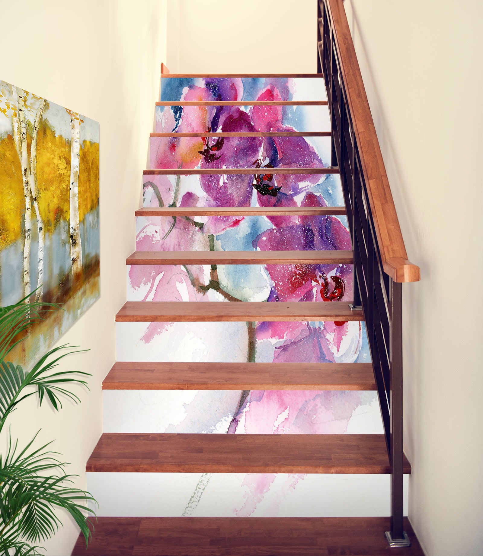 3D Pink Flowers 9808 Anne Farrall Doyle Stair Risers