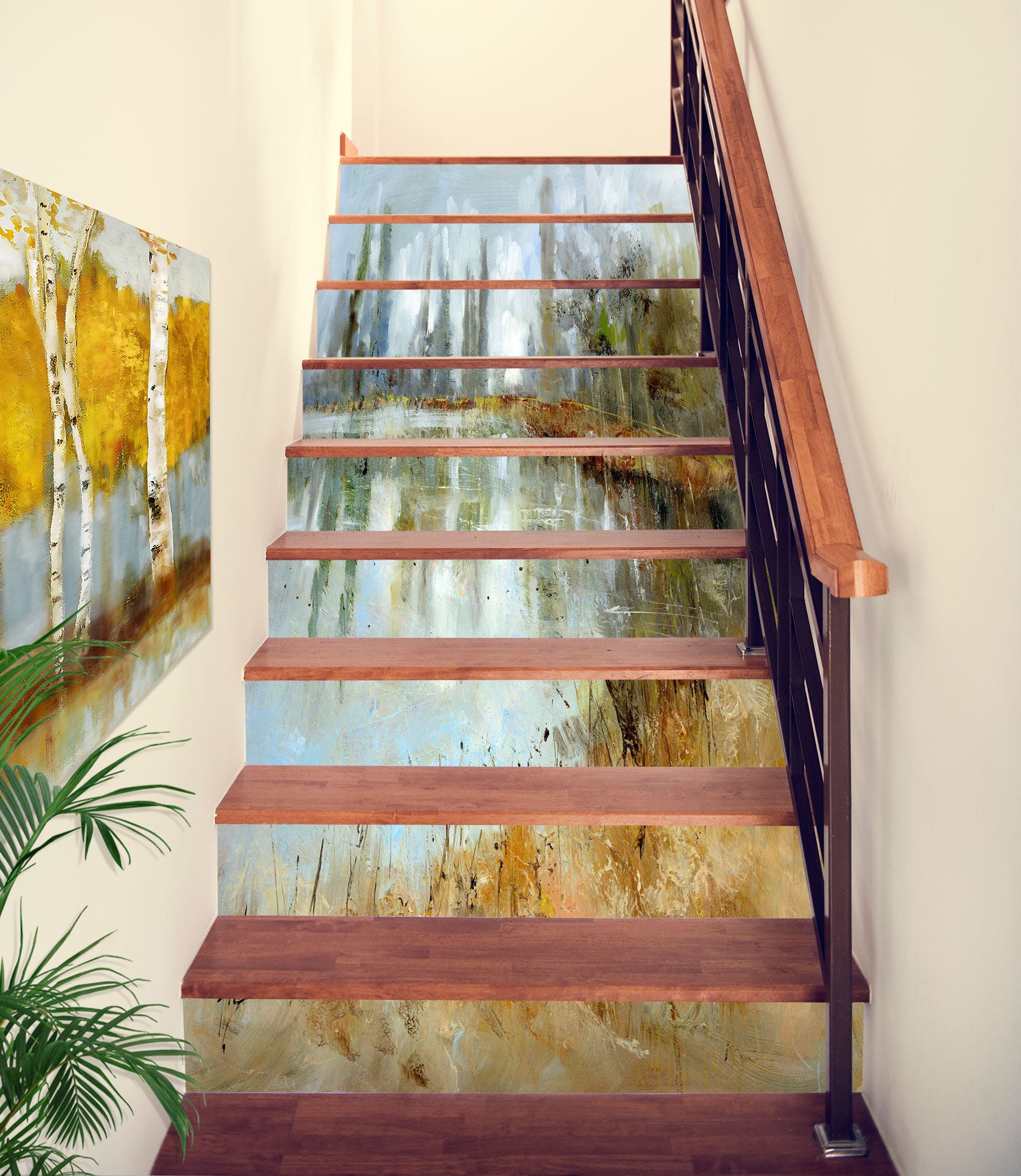 3D Tree Grass Lake Painting 9812 Anne Farrall Doyle Stair Risers