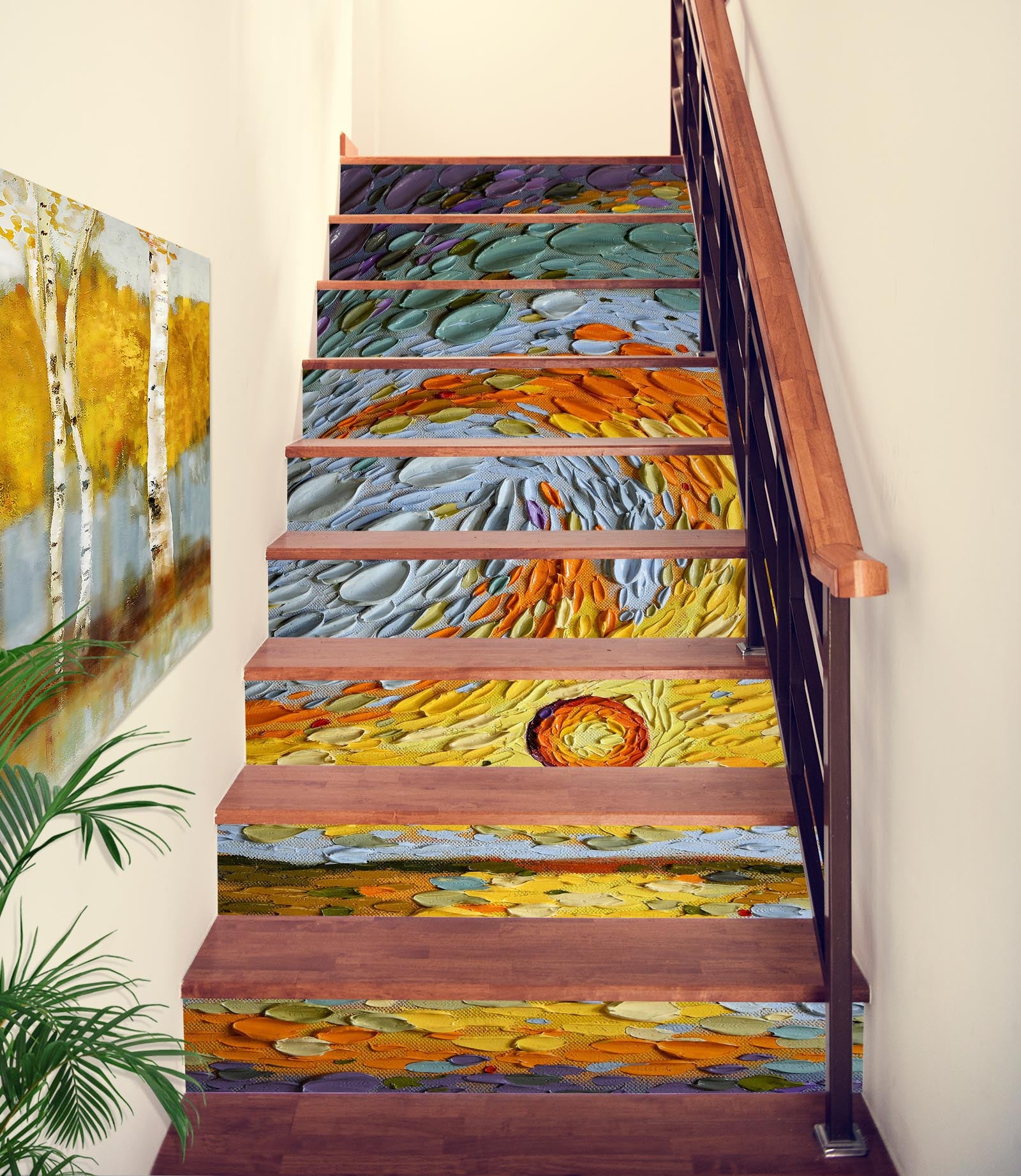 3D Golden Stone Paint Pattern 96142 Dena Tollefson Stair Risers