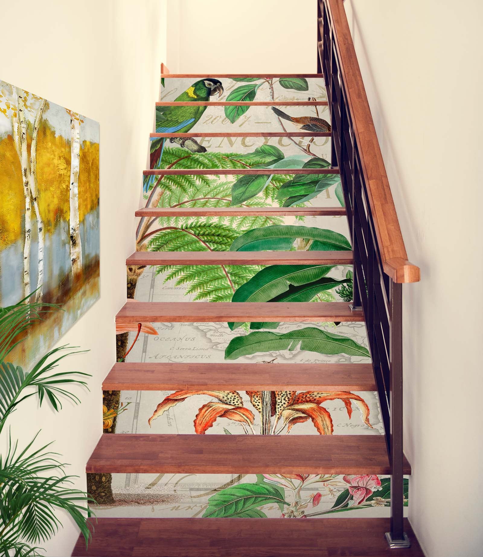 3D Green Leaves 11017 Andrea Haase Stair Risers