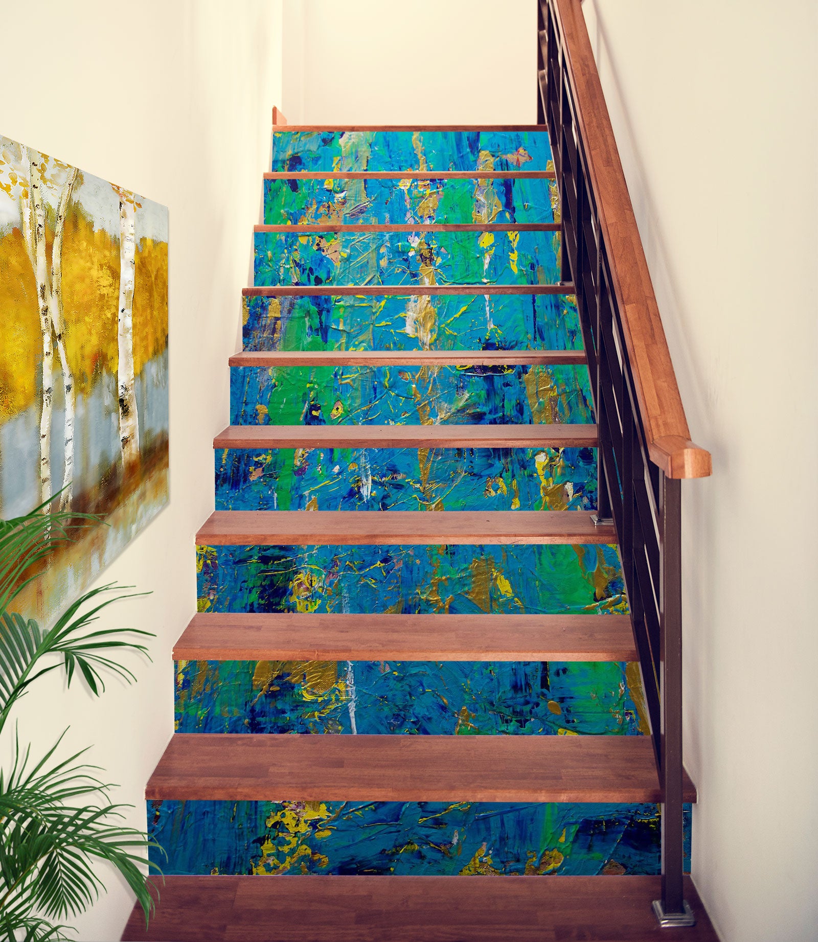 3D Blue Pattern Oil Painting 9084 Allan P. Friedlander Stair Risers
