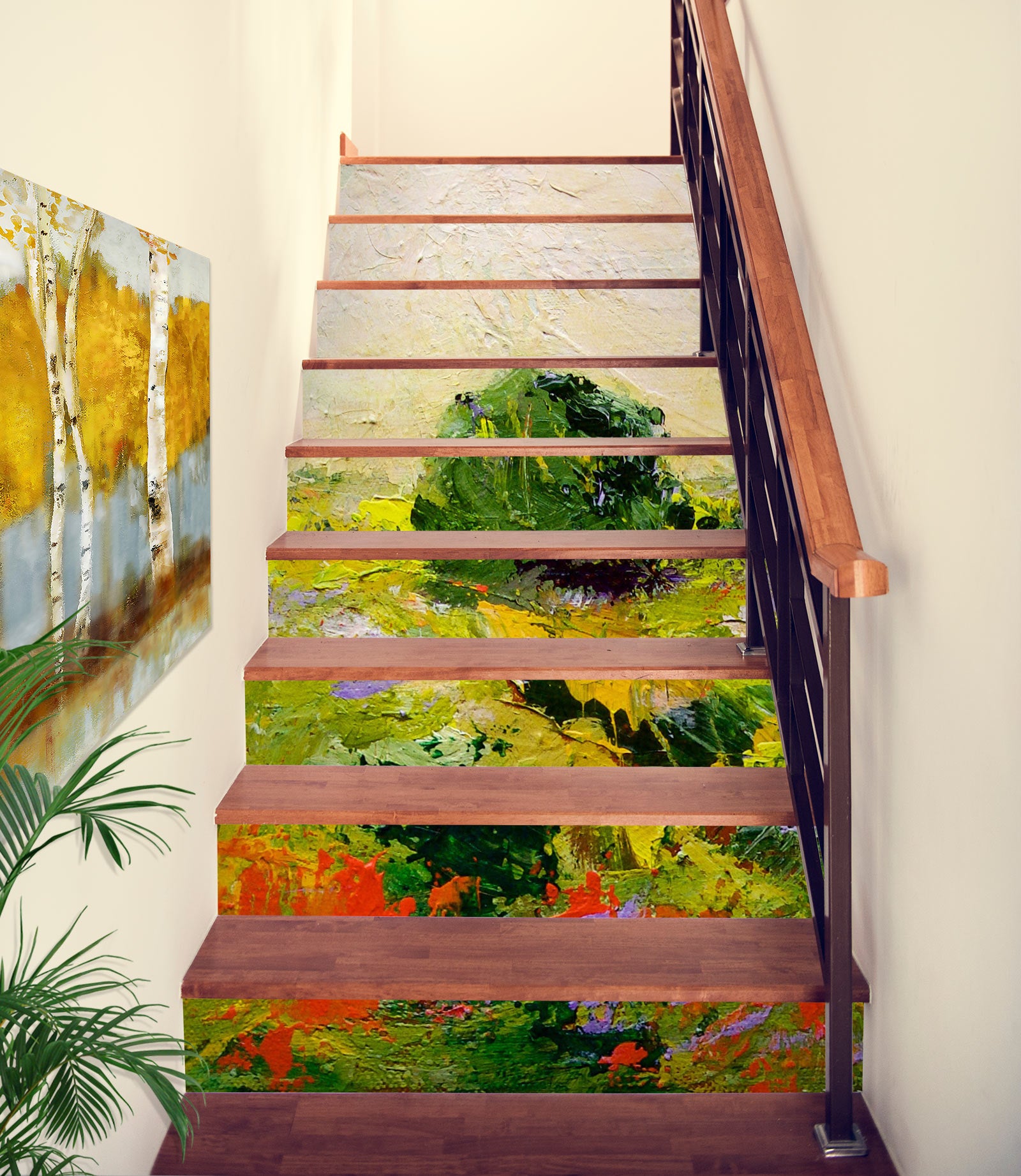 3D Trees Grass Oil Painting 9068 Allan P. Friedlander Stair Risers