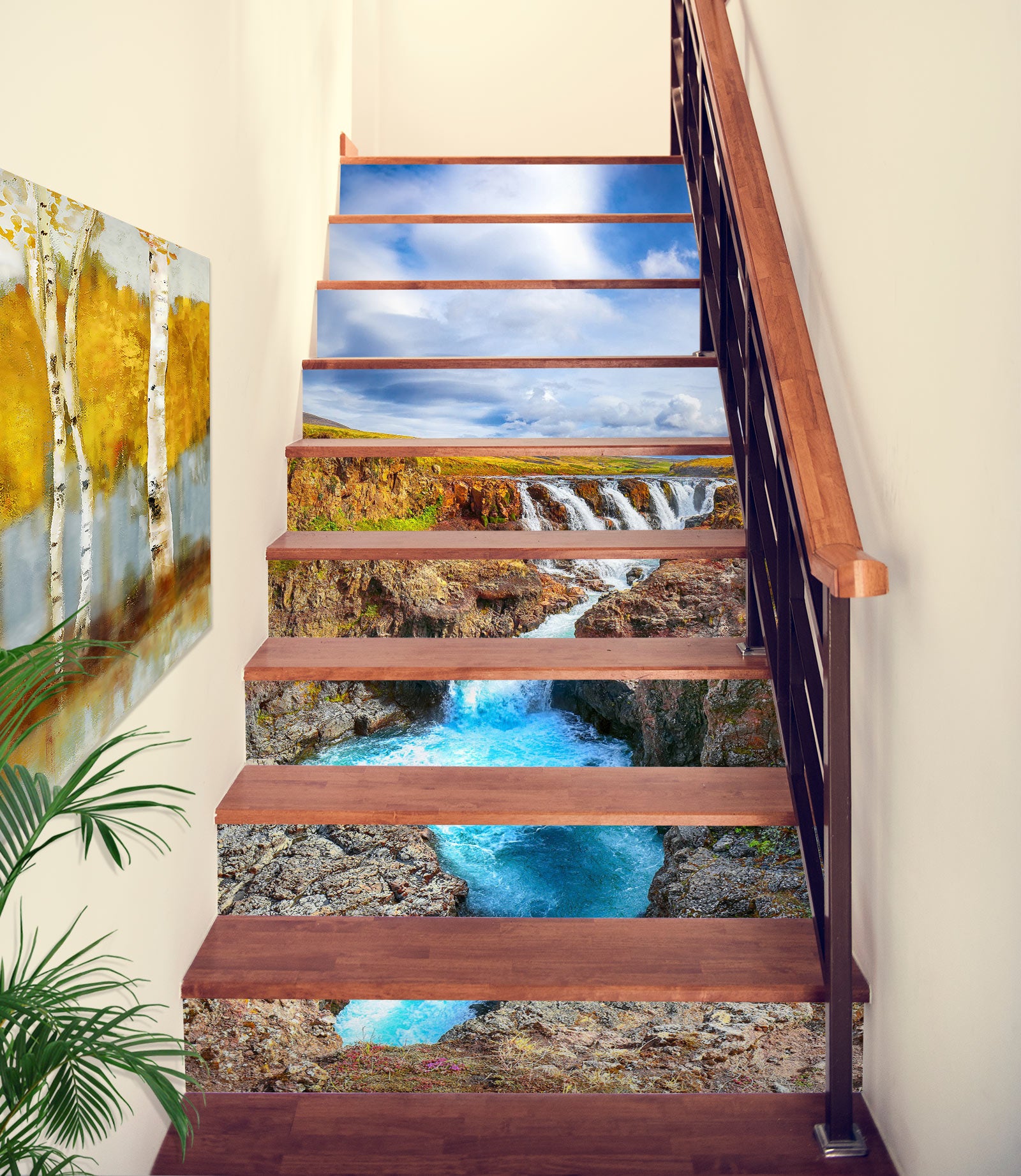 3D Waterfall View 388 Stair Risers