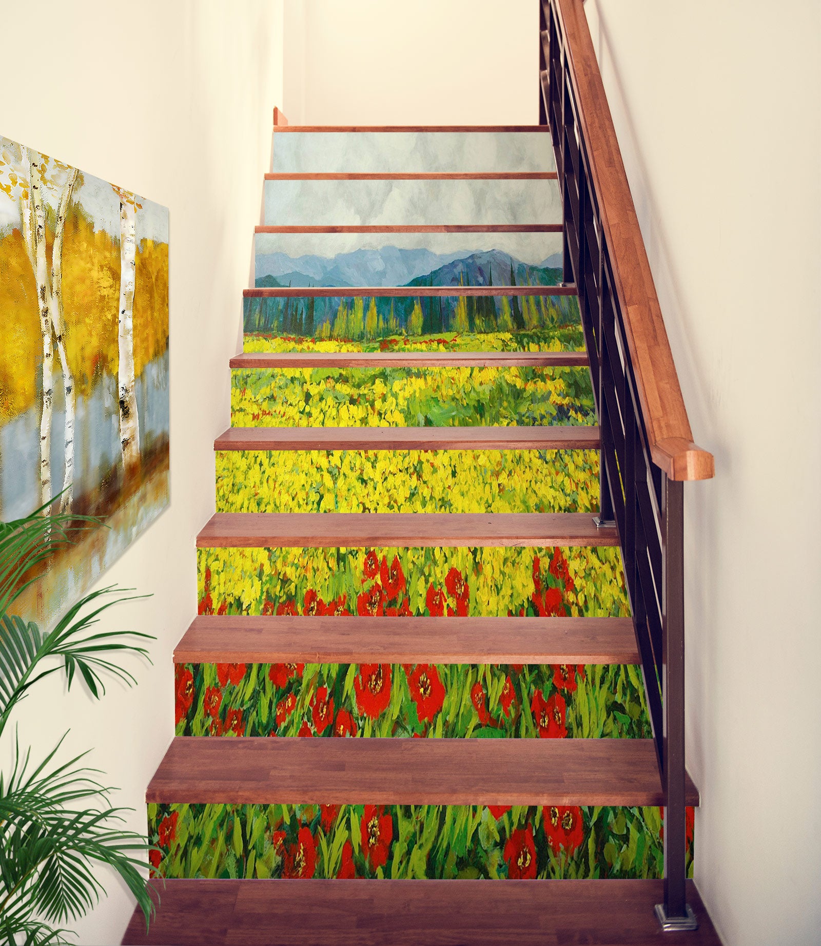 3D Red Yellow Flowers 89172 Allan P. Friedlander Stair Risers