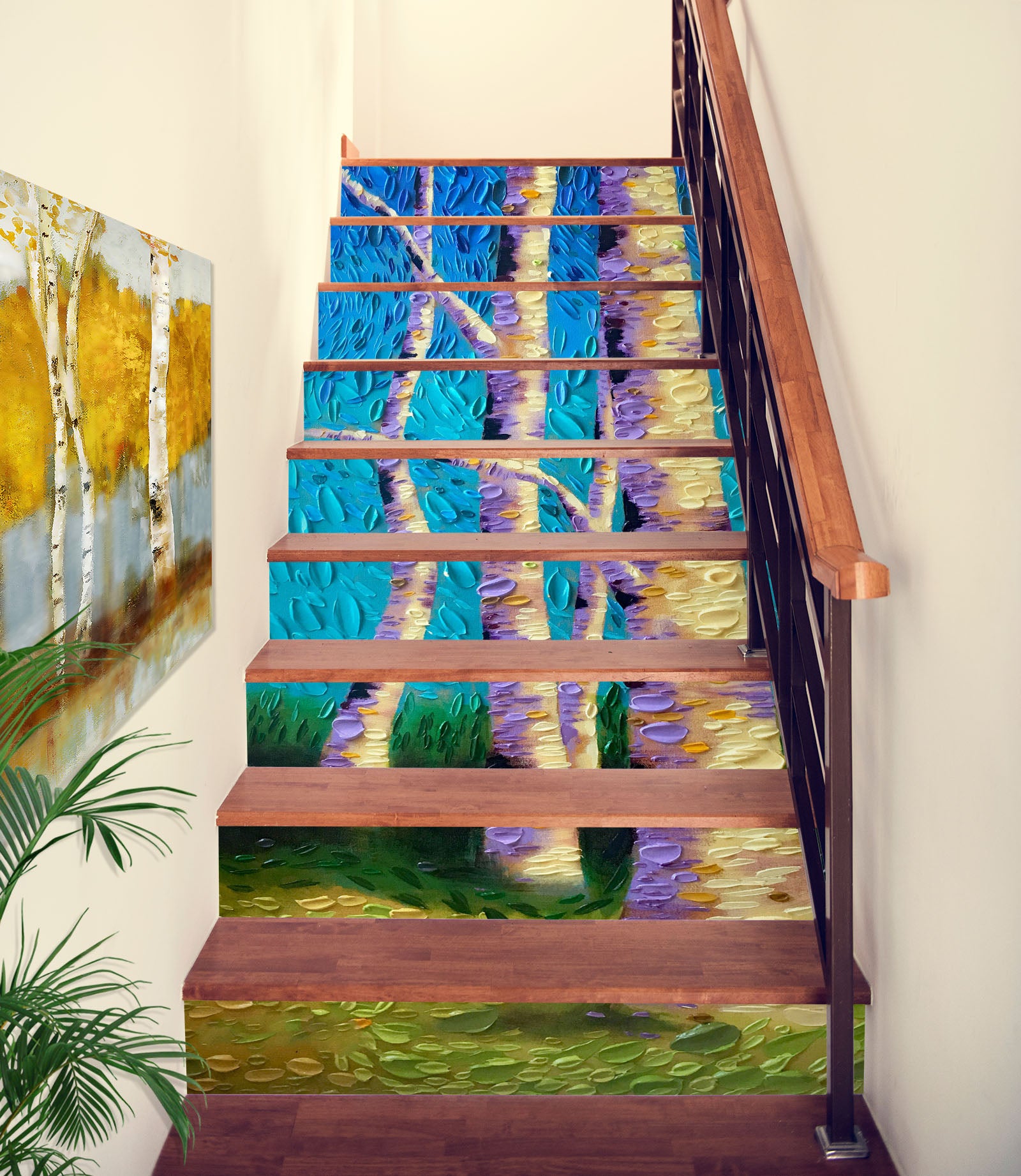 3D Grass Tree Trunk Painting 96140 Dena Tollefson Stair Risers