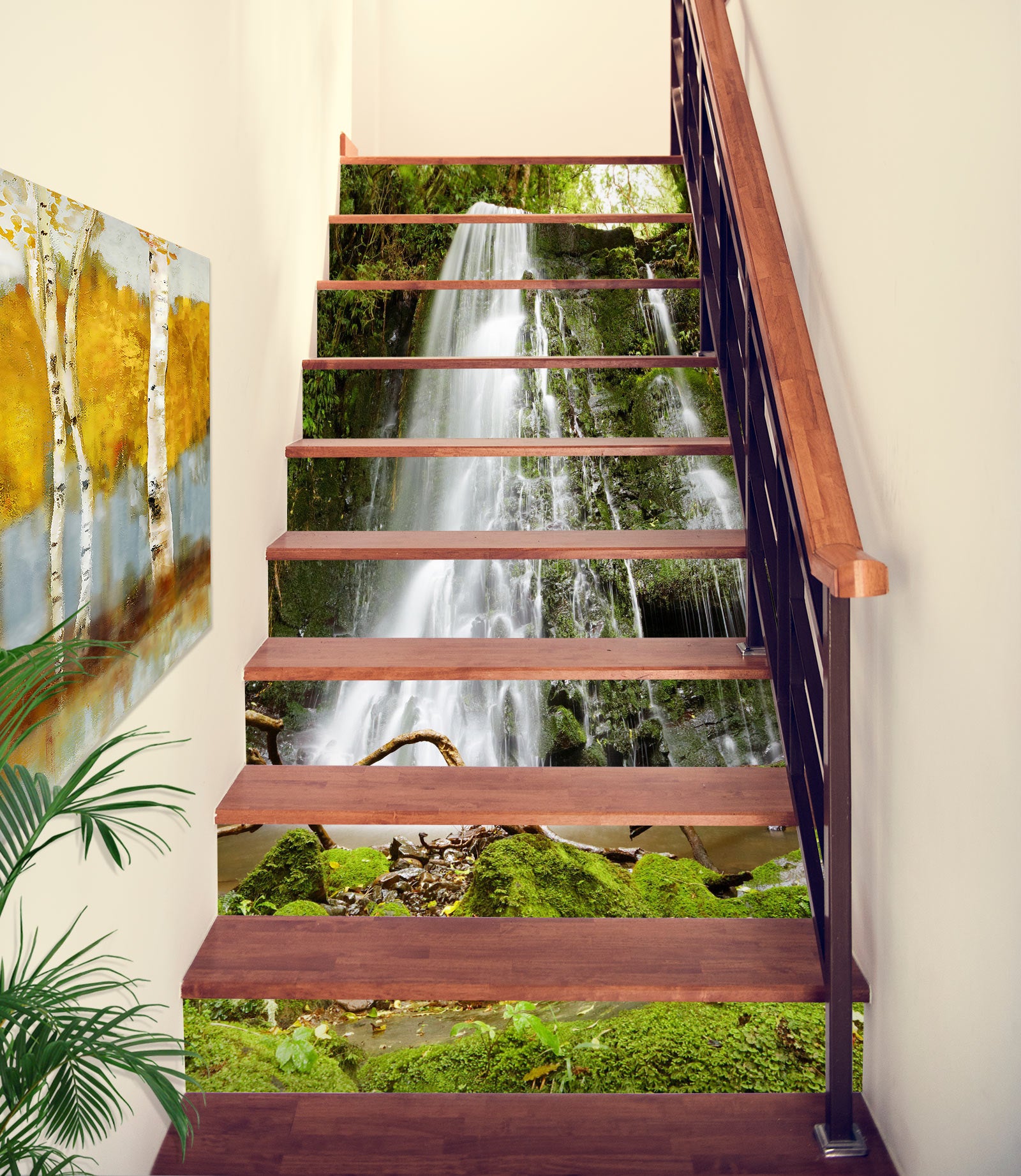 3D Fierce Waterfall 179 Stair Risers