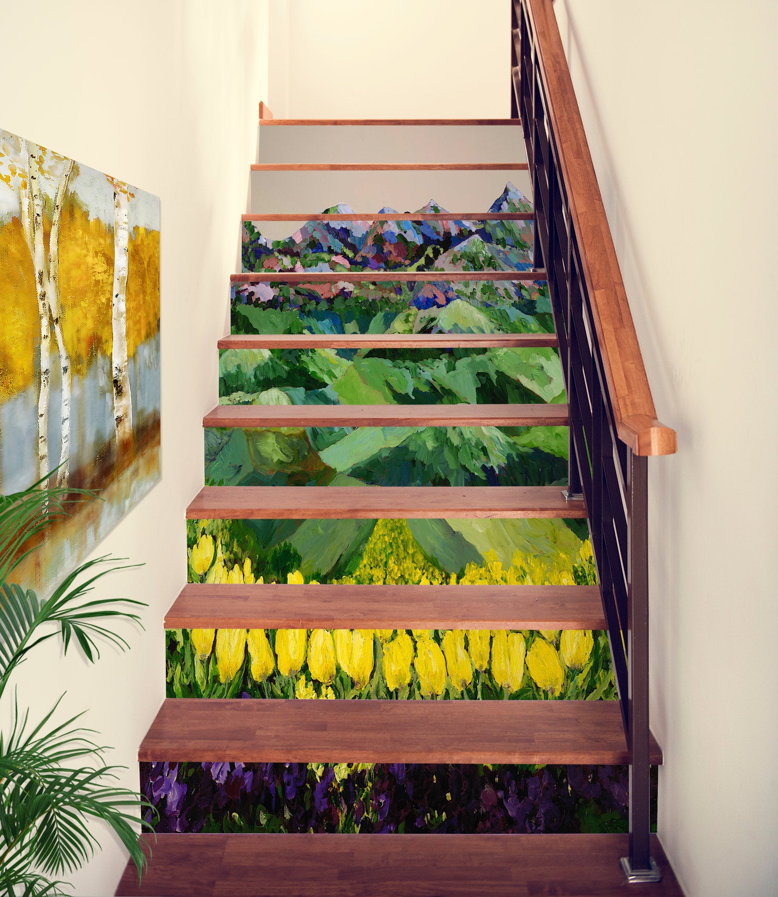 3D Yellow Tulips Bush Hillside 89179 Allan P. Friedlander Stair Risers