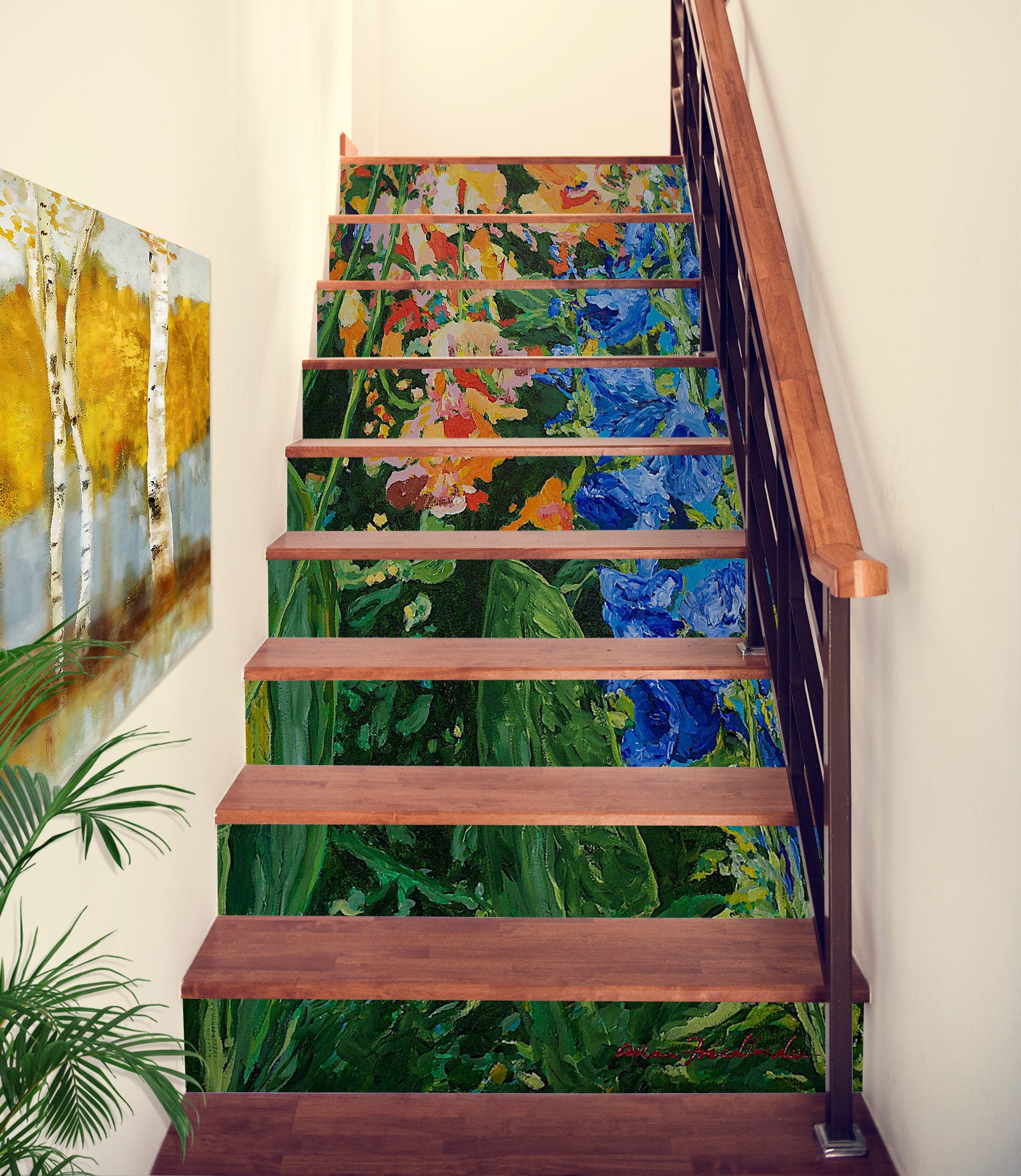 3D Blue Flowers 89203 Allan P. Friedlander Stair Risers