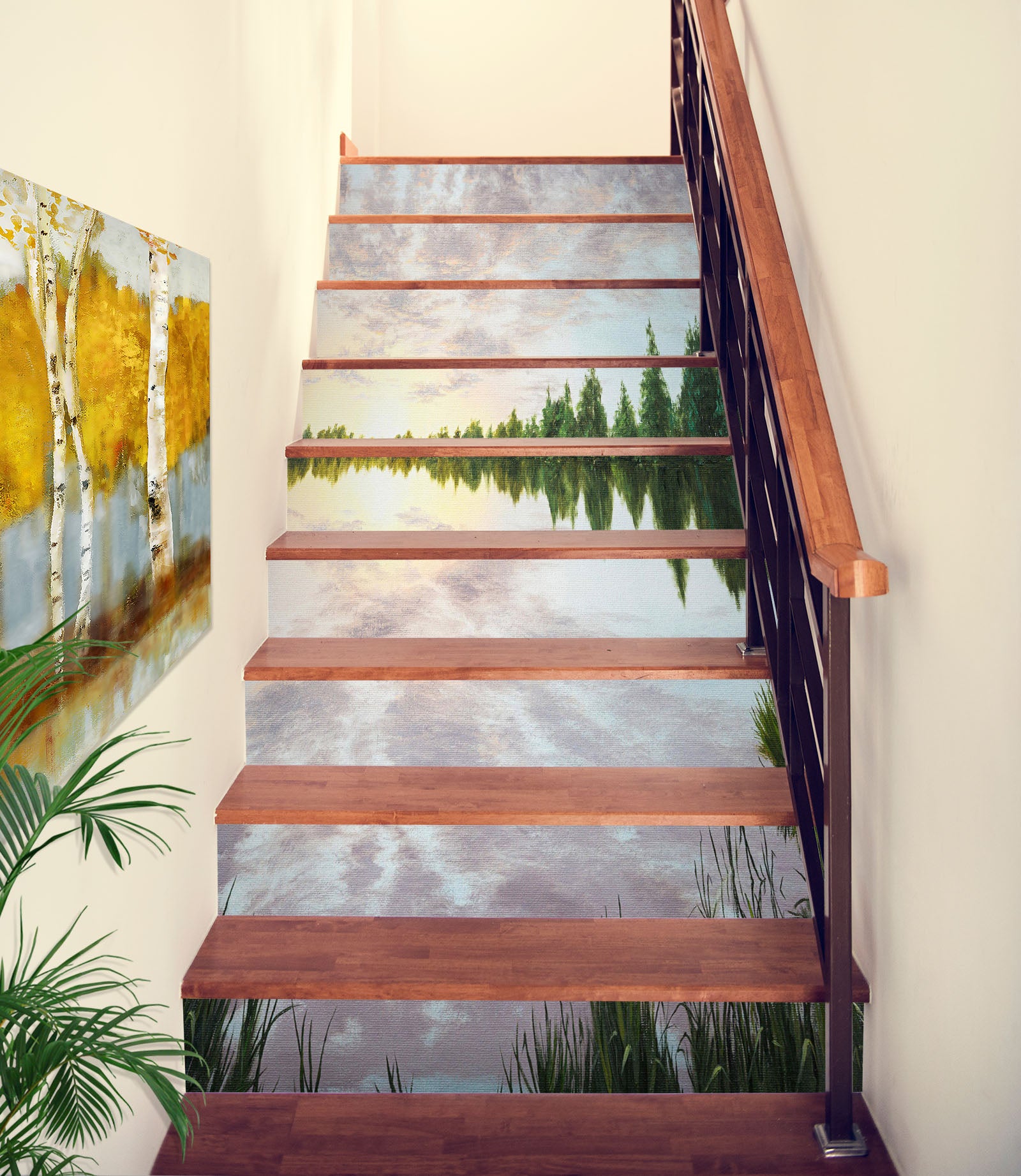 3D Sky Lake Shadow Trees 8826 Marina Zotova Stair Risers
