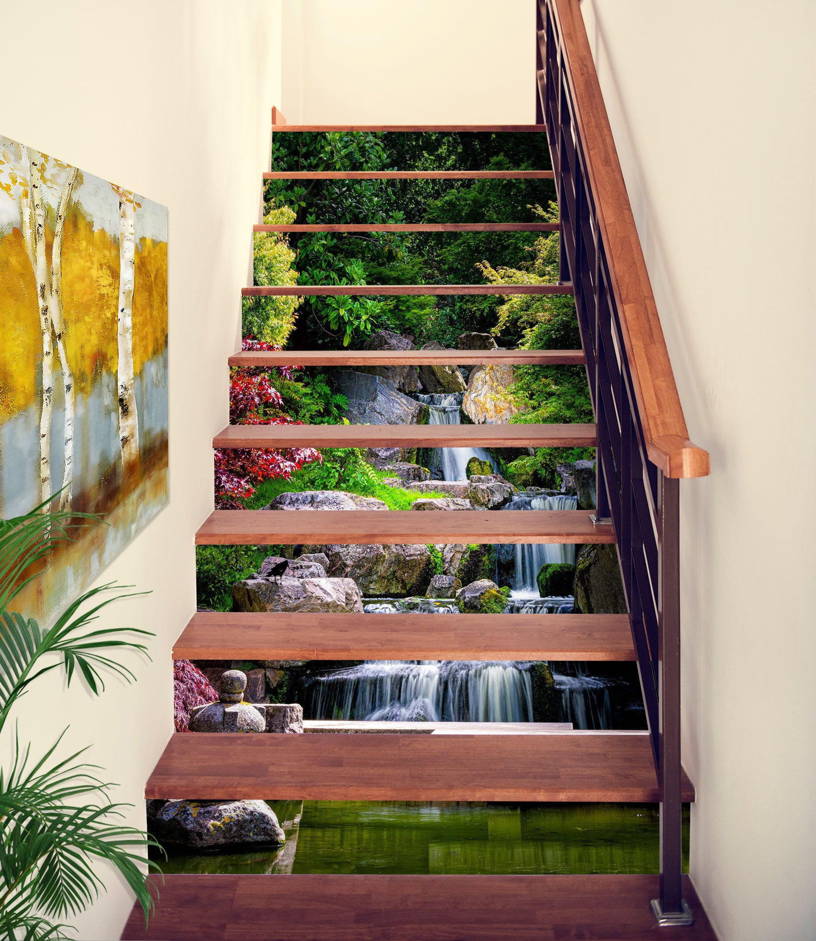 3D Plants And Meandering Water 375 Stair Risers