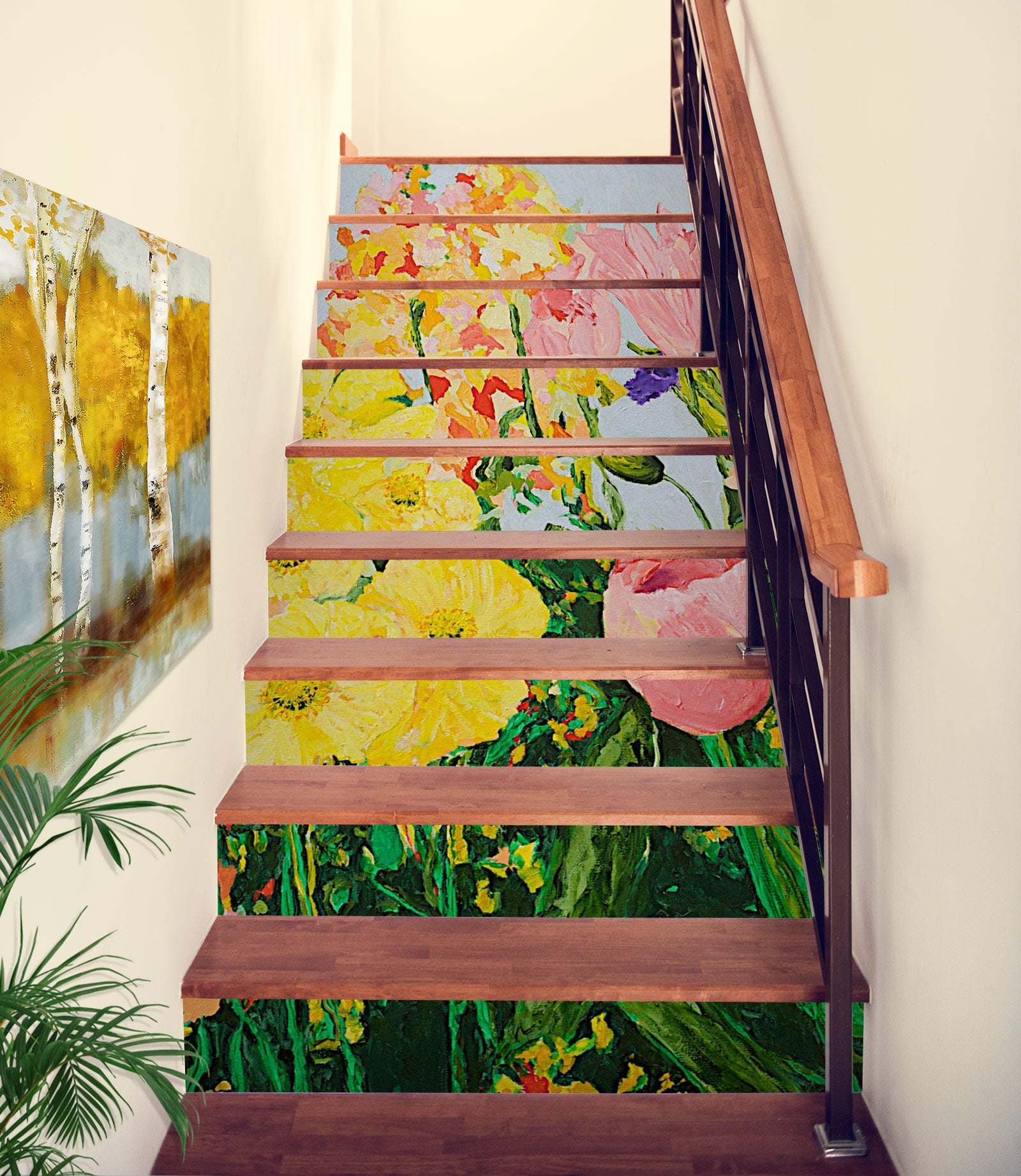 3D Yellow Pink Flowers 89204 Allan P. Friedlander Stair Risers