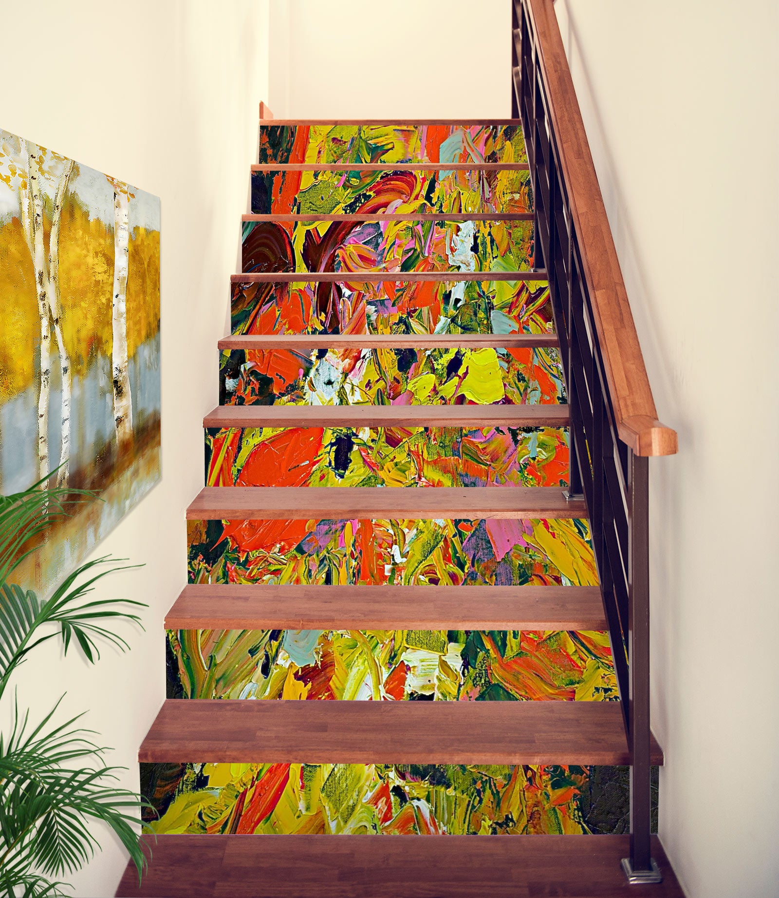 3D Color Block Oil Painting Texture 90162 Allan P. Friedlander Stair Risers