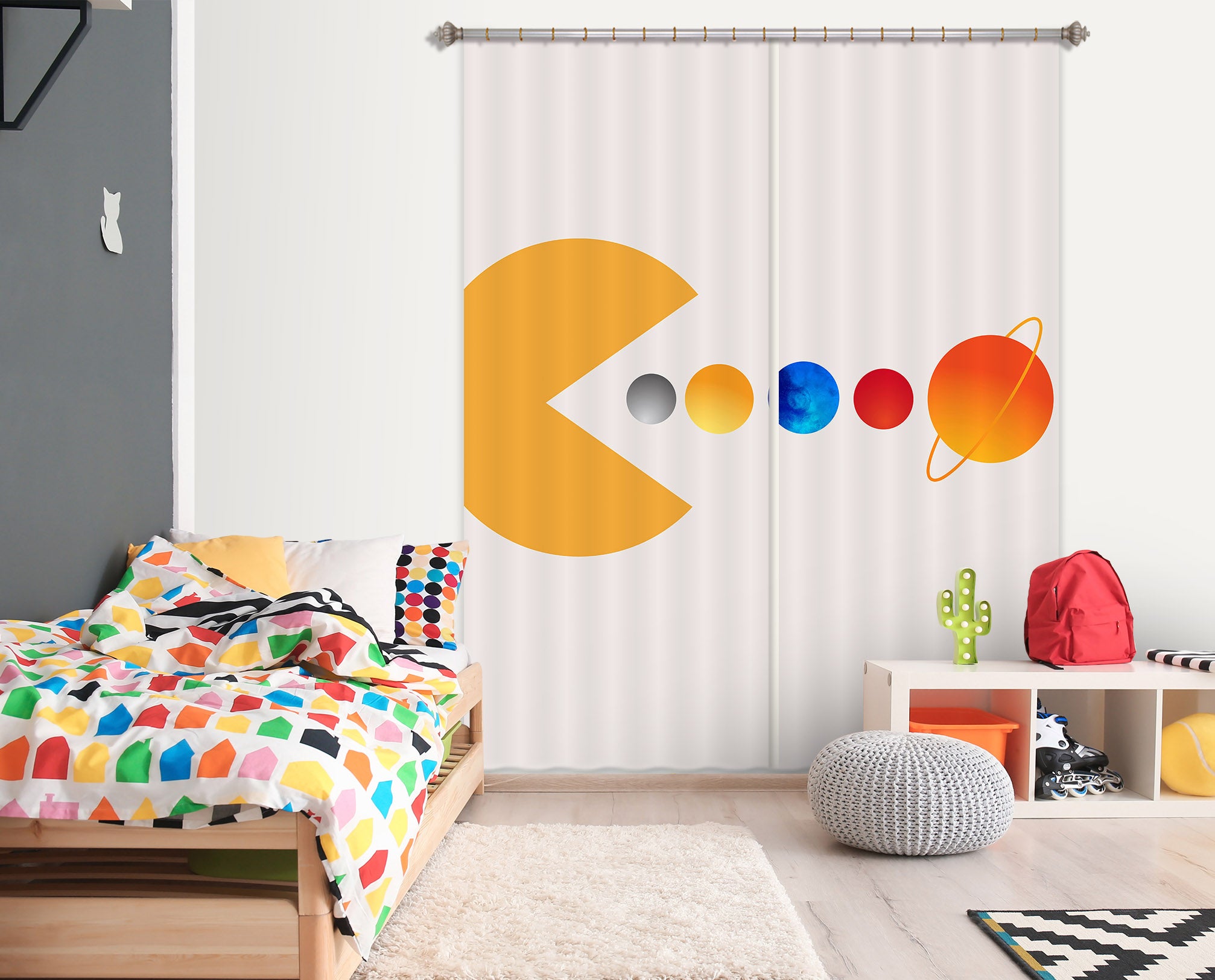 3D Monster Eating Ball 1146 Boris Draschoff Curtain Curtains Drapes