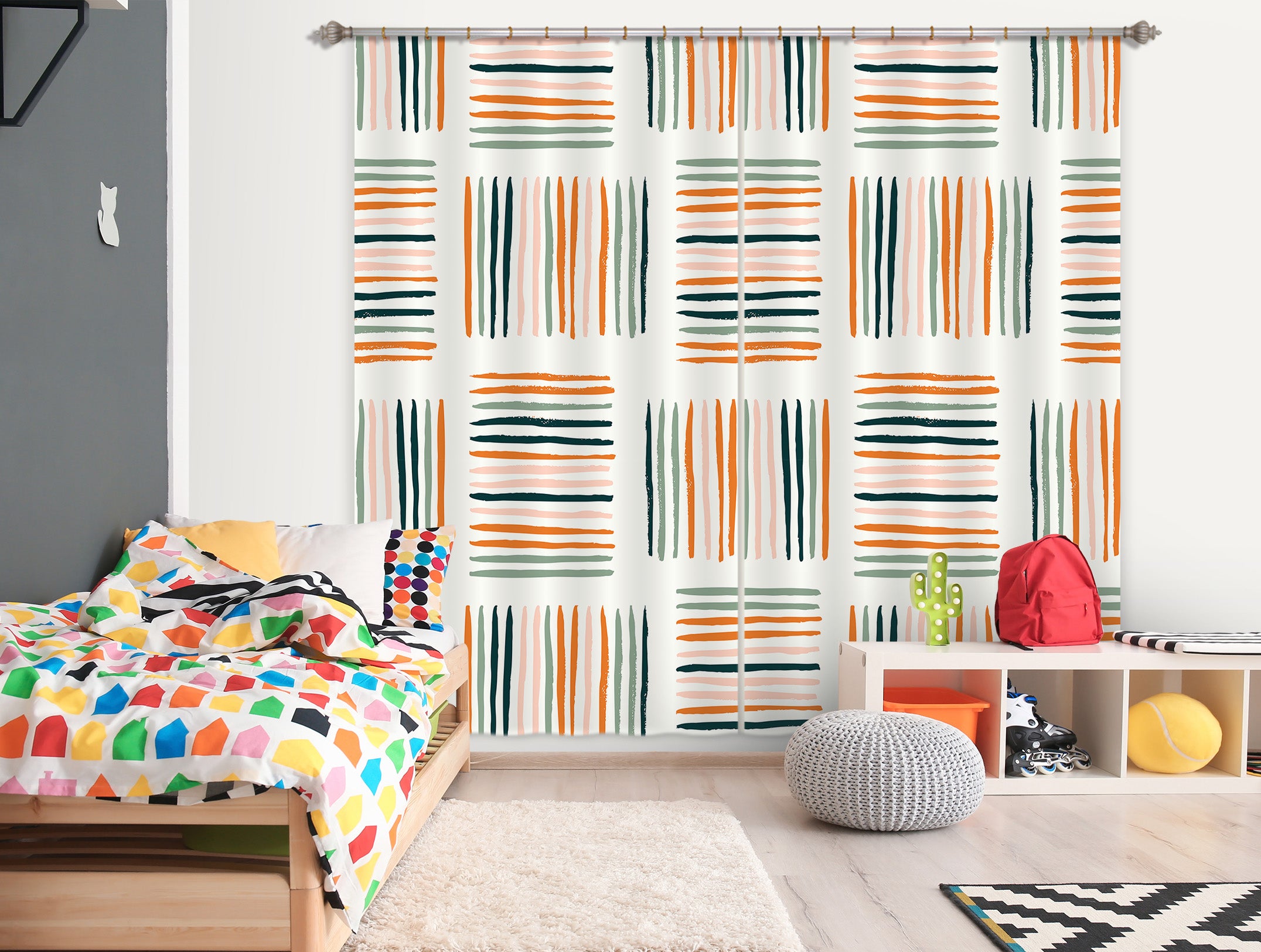 3D Colorful Lines Stripes 111109 Kashmira Jayaprakash Curtain Curtains Drapes