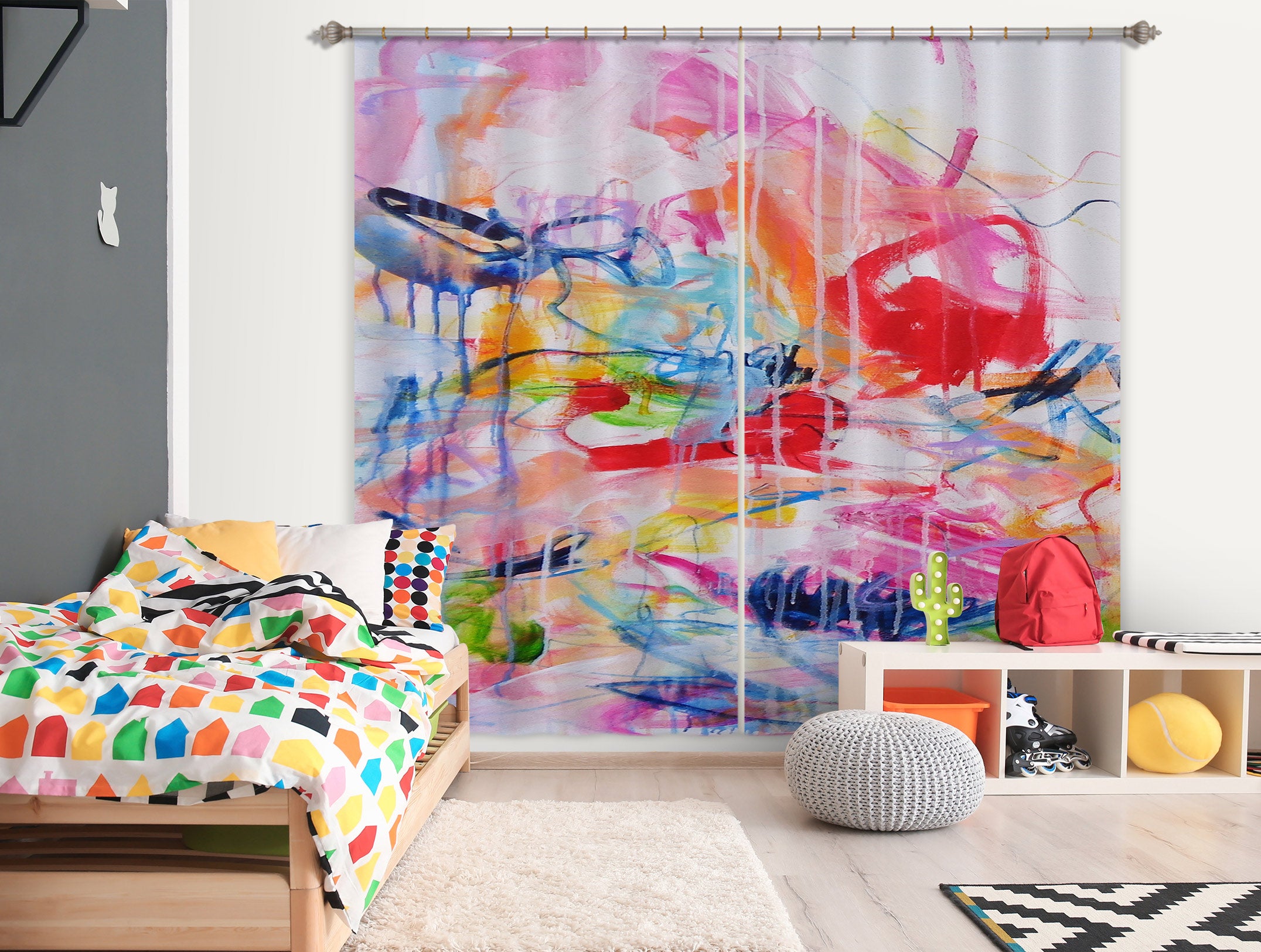 3D Colorful Graffiti 2398 Misako Chida Curtain Curtains Drapes