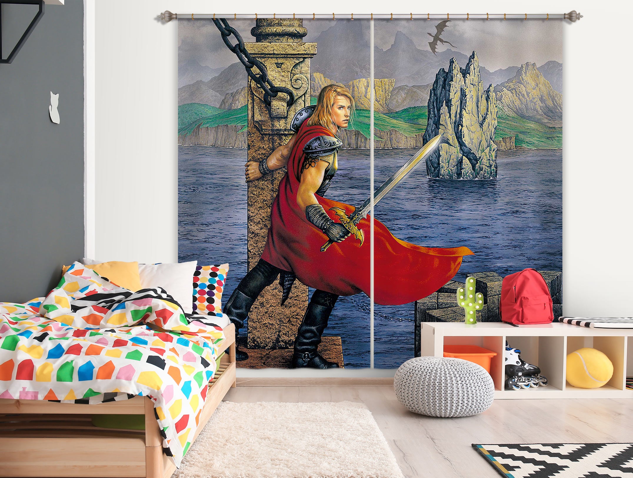 3D Soldier With Sword 7175 Ciruelo Curtain Curtains Drapes