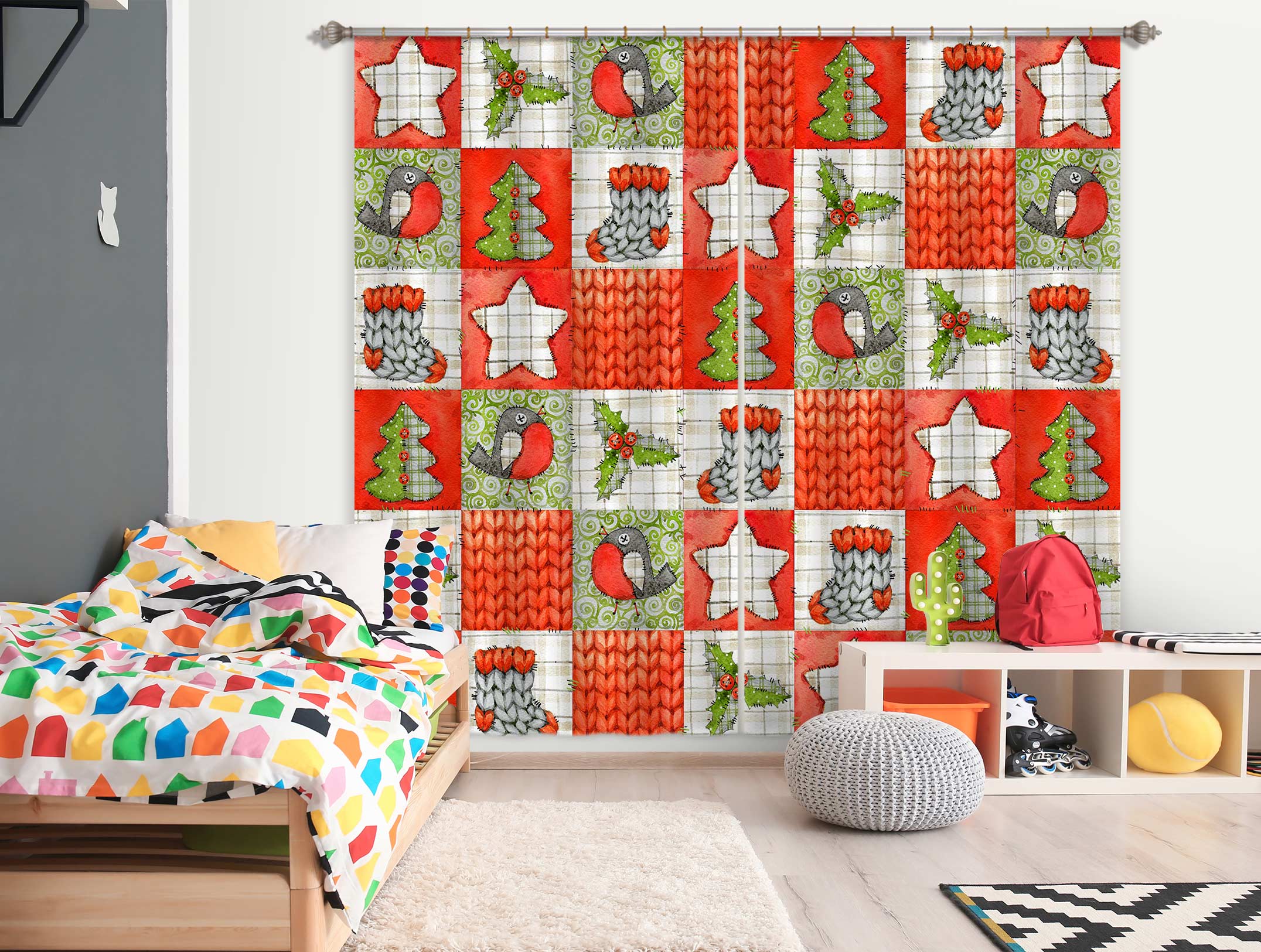 3D Tree Sock 53084 Christmas Curtains Drapes Xmas