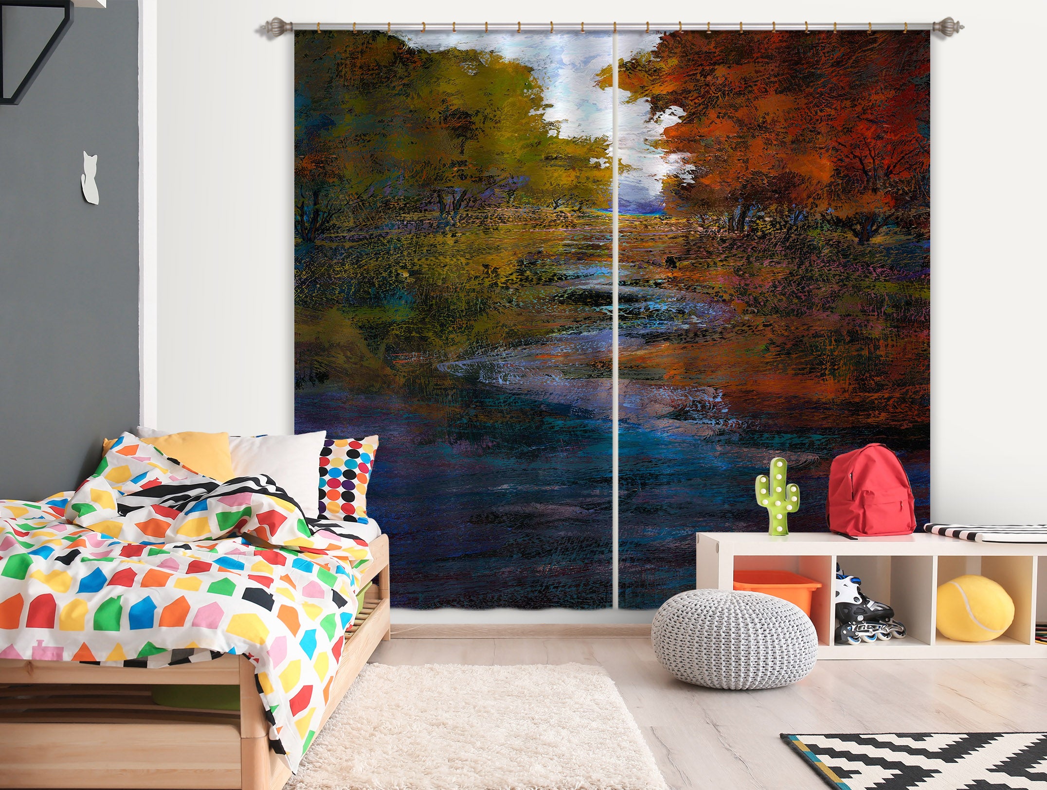 3D Forest River 242 Michael Tienhaara Curtain Curtains Drapes