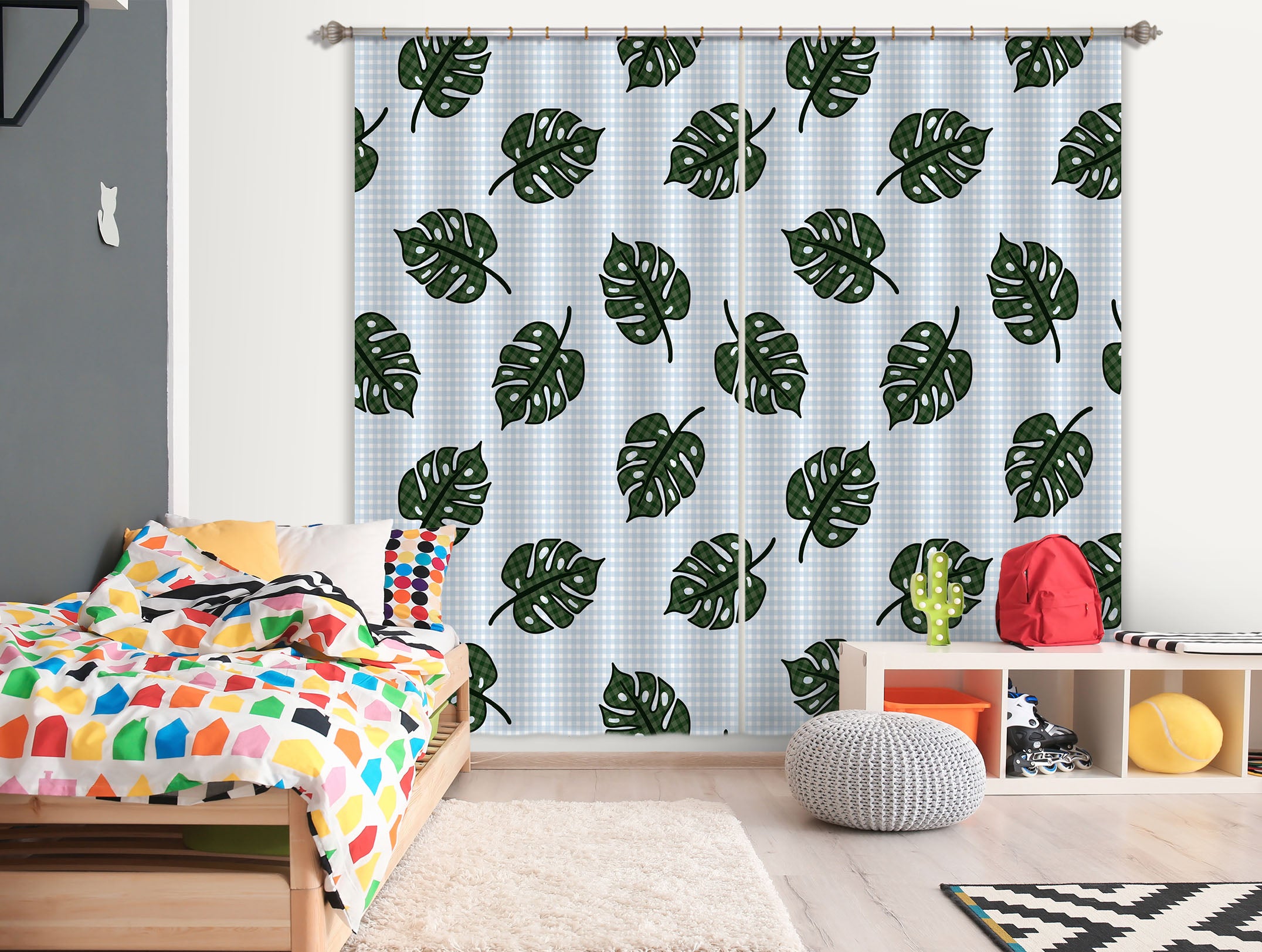 3D Leaves Pattern 11147 Kashmira Jayaprakash Curtain Curtains Drapes