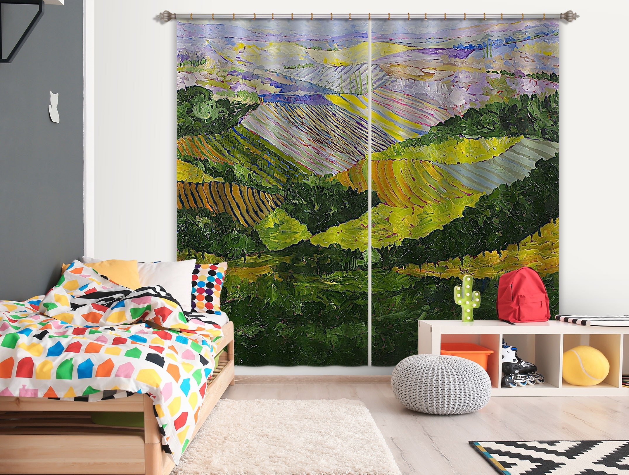 3D Green Field 106 Allan P. Friedlander Curtain Curtains Drapes