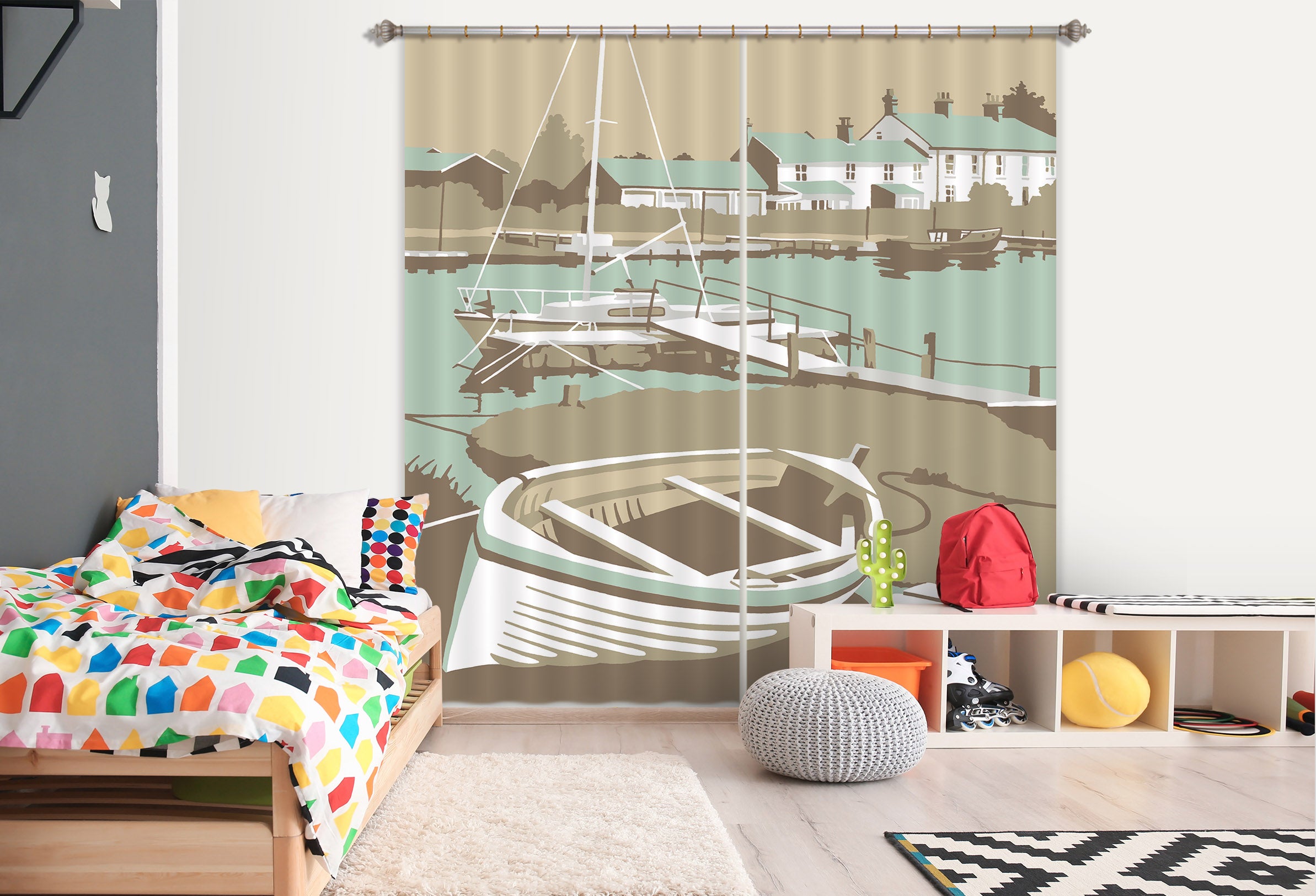 3D Southwold Harbour 151 Steve Read Curtain Curtains Drapes