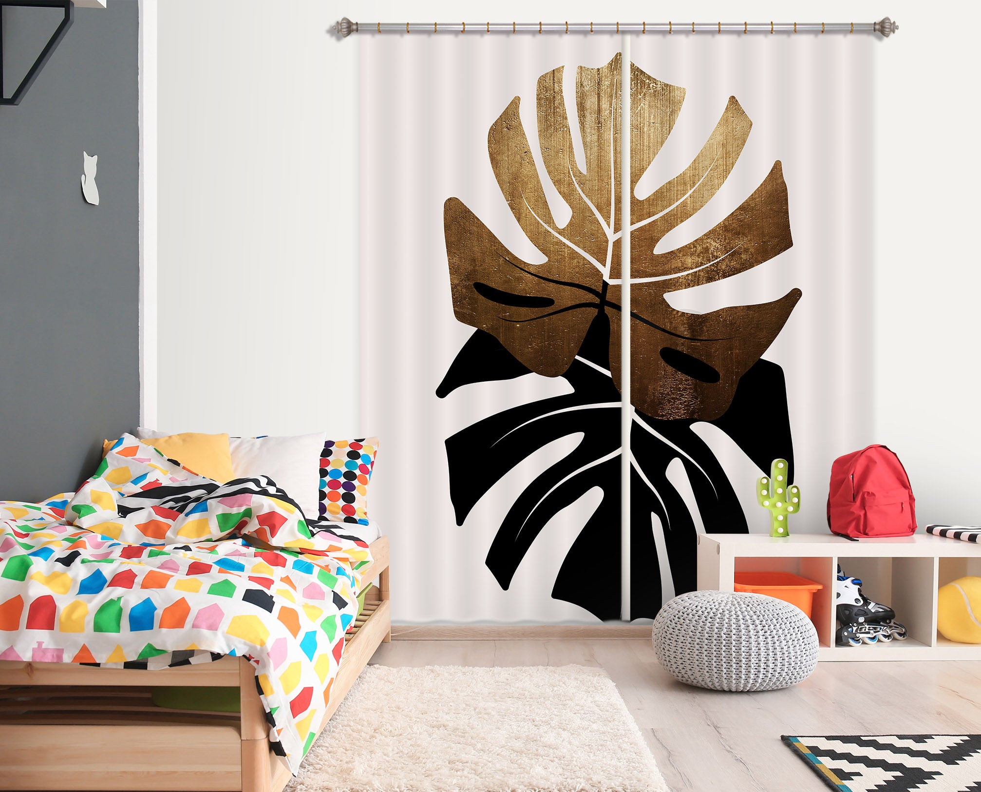 3D Gradient Leaves 1041 Boris Draschoff Curtain Curtains Drapes