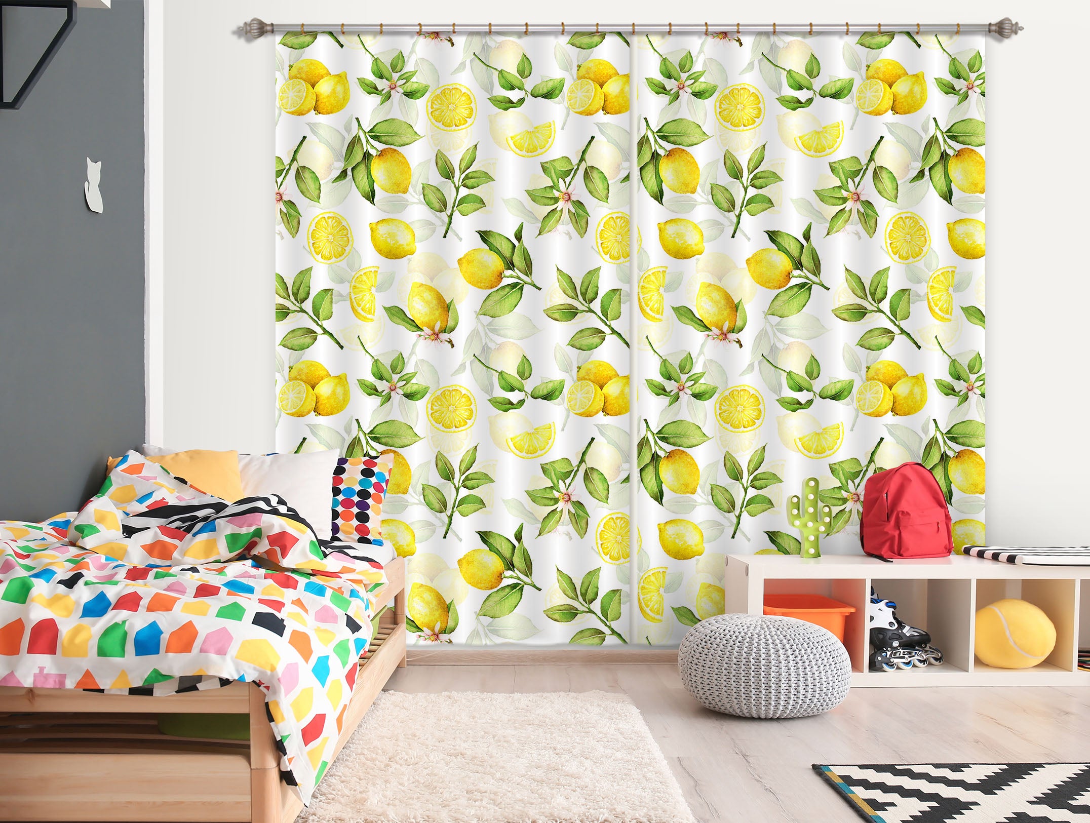 3D Lemon Leaf 216 Uta Naumann Curtain Curtains Drapes