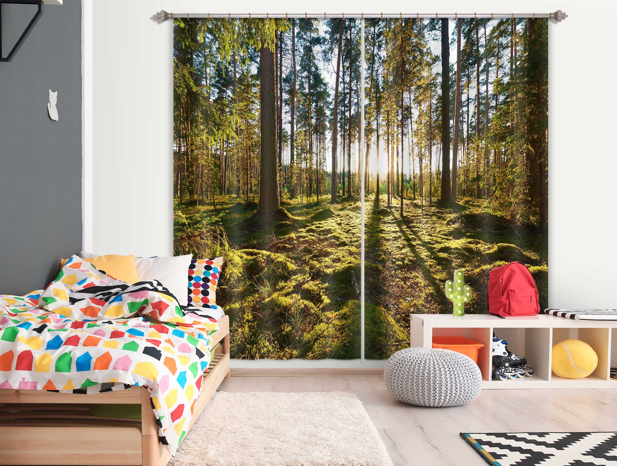 3D Sunny Forest 821 Curtains Drapes