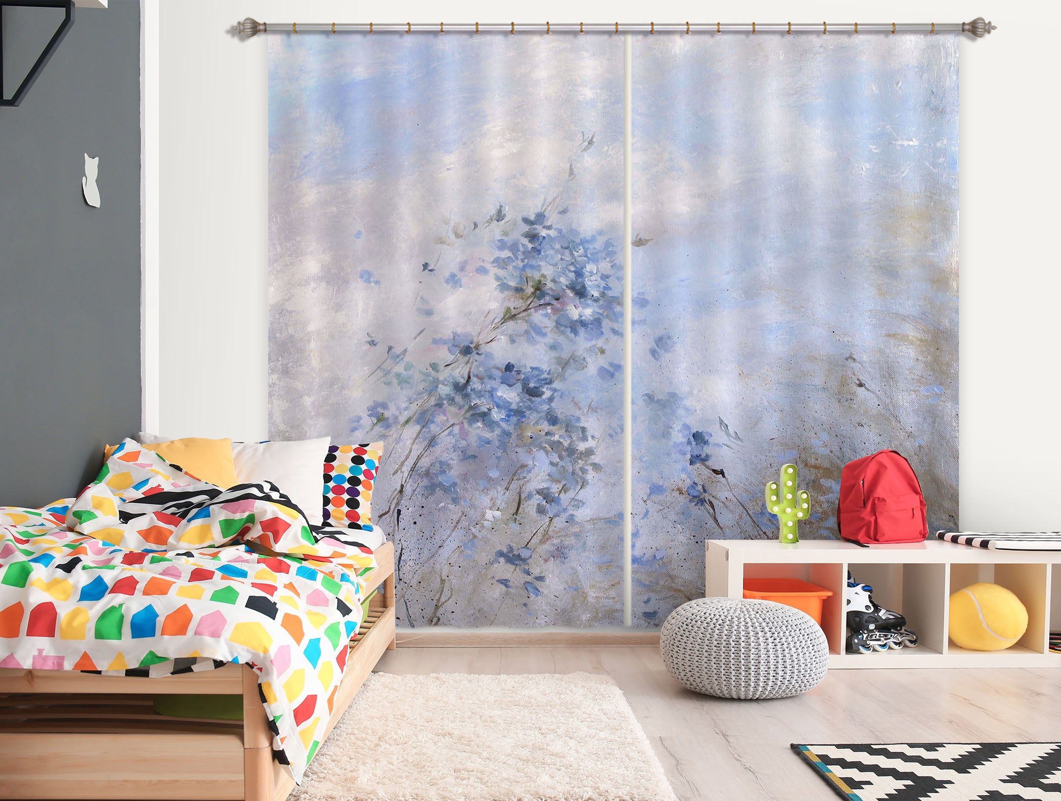3D Blue Flower Petals 1026 Debi Coules Curtain Curtains Drapes