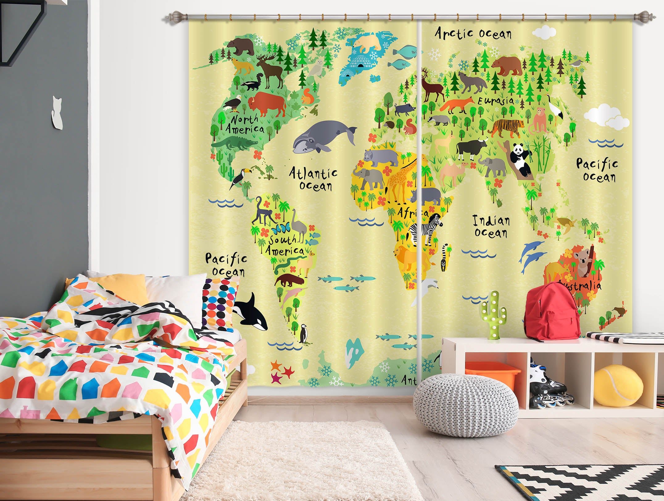 3D Forest Map 803 Curtains Drapes