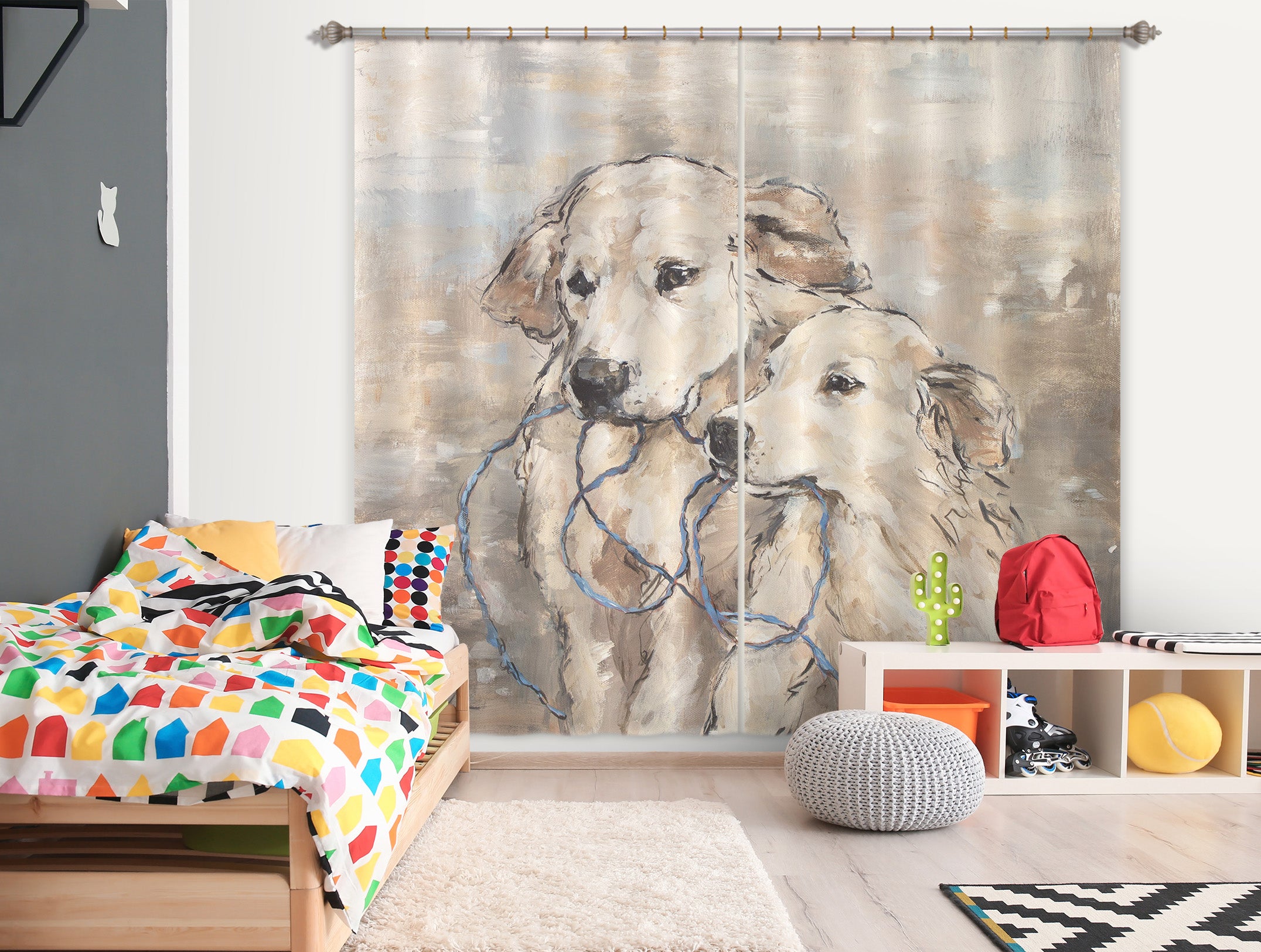 3D Dogs 2169 Debi Coules Curtain Curtains Drapes