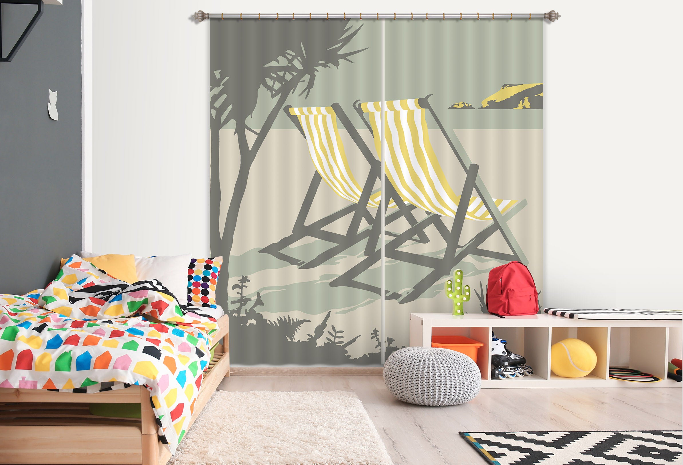 3D Polzeath Deckchairs 132 Steve Read Curtain Curtains Drapes
