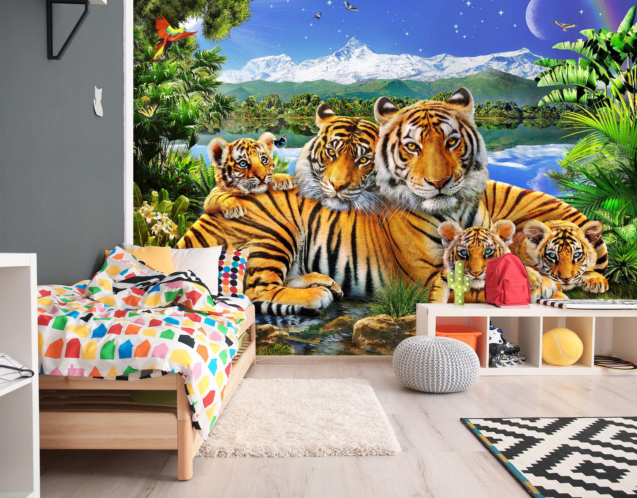 3D Loving Tigers 1417 Adrian Chesterman Wall Mural Wall Murals