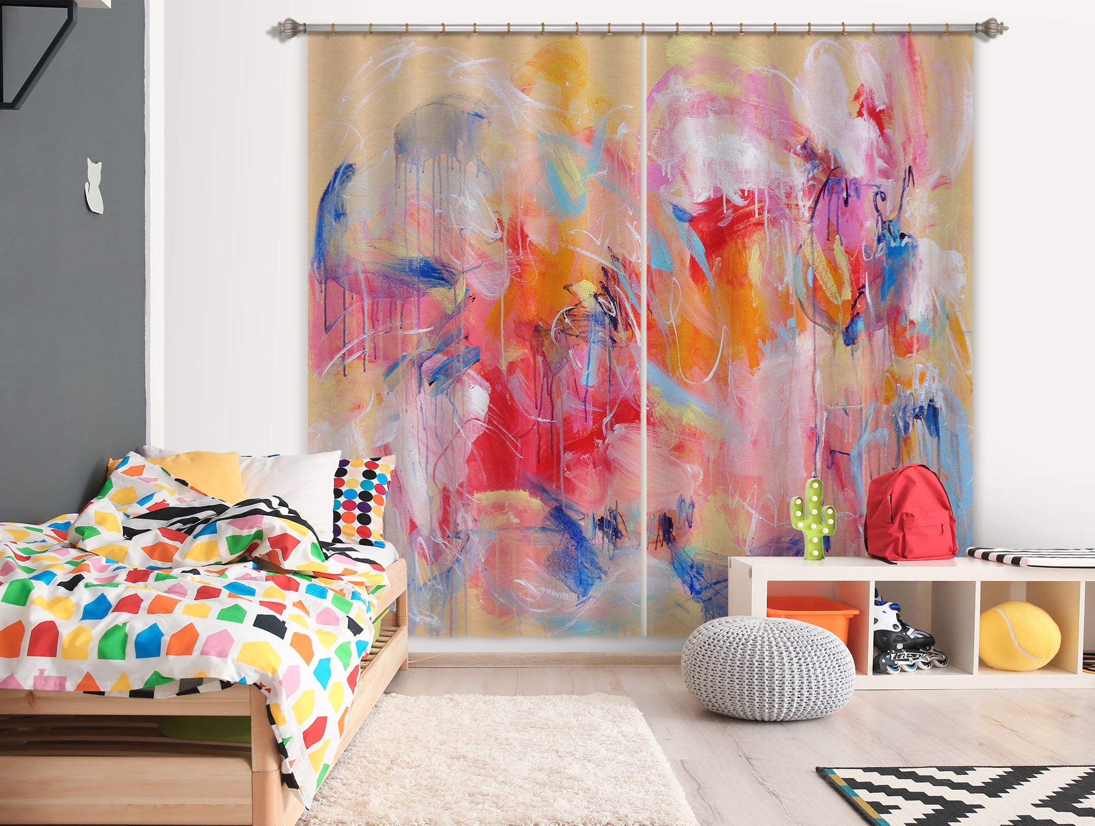 3D Pink Painting 2423 Misako Chida Curtain Curtains Drapes