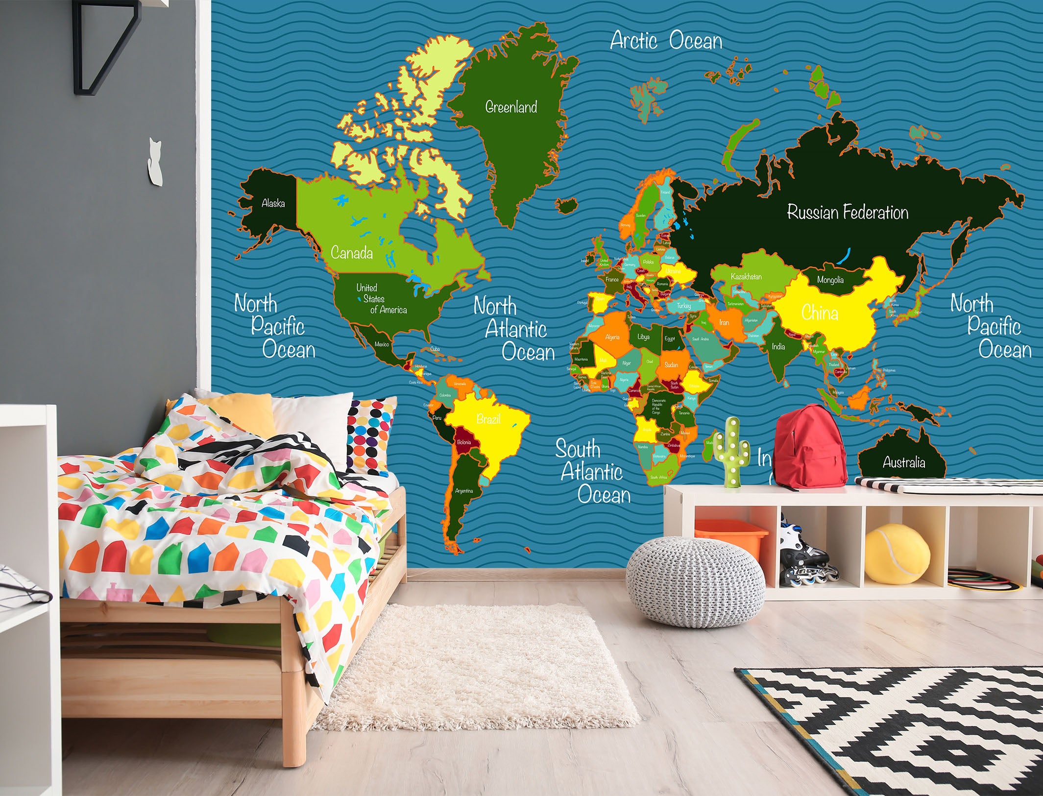 3D Color Painting 2144 World Map Wall Murals