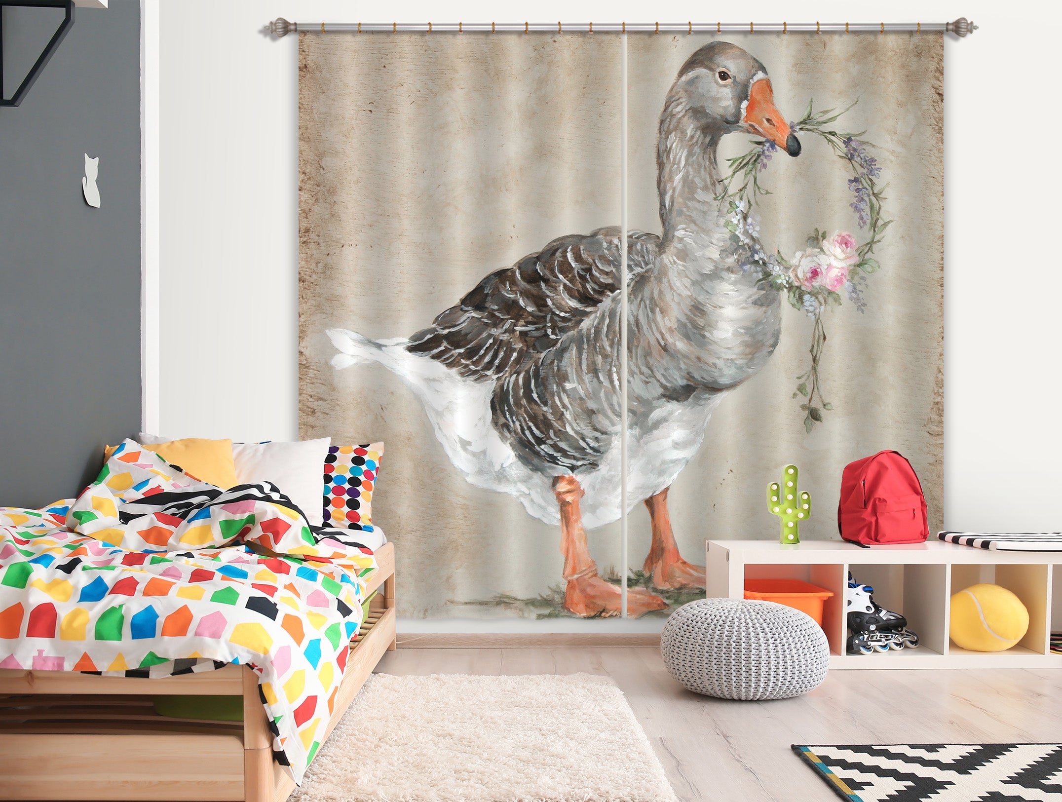 3D Goose Wreath 3032 Debi Coules Curtain Curtains Drapes