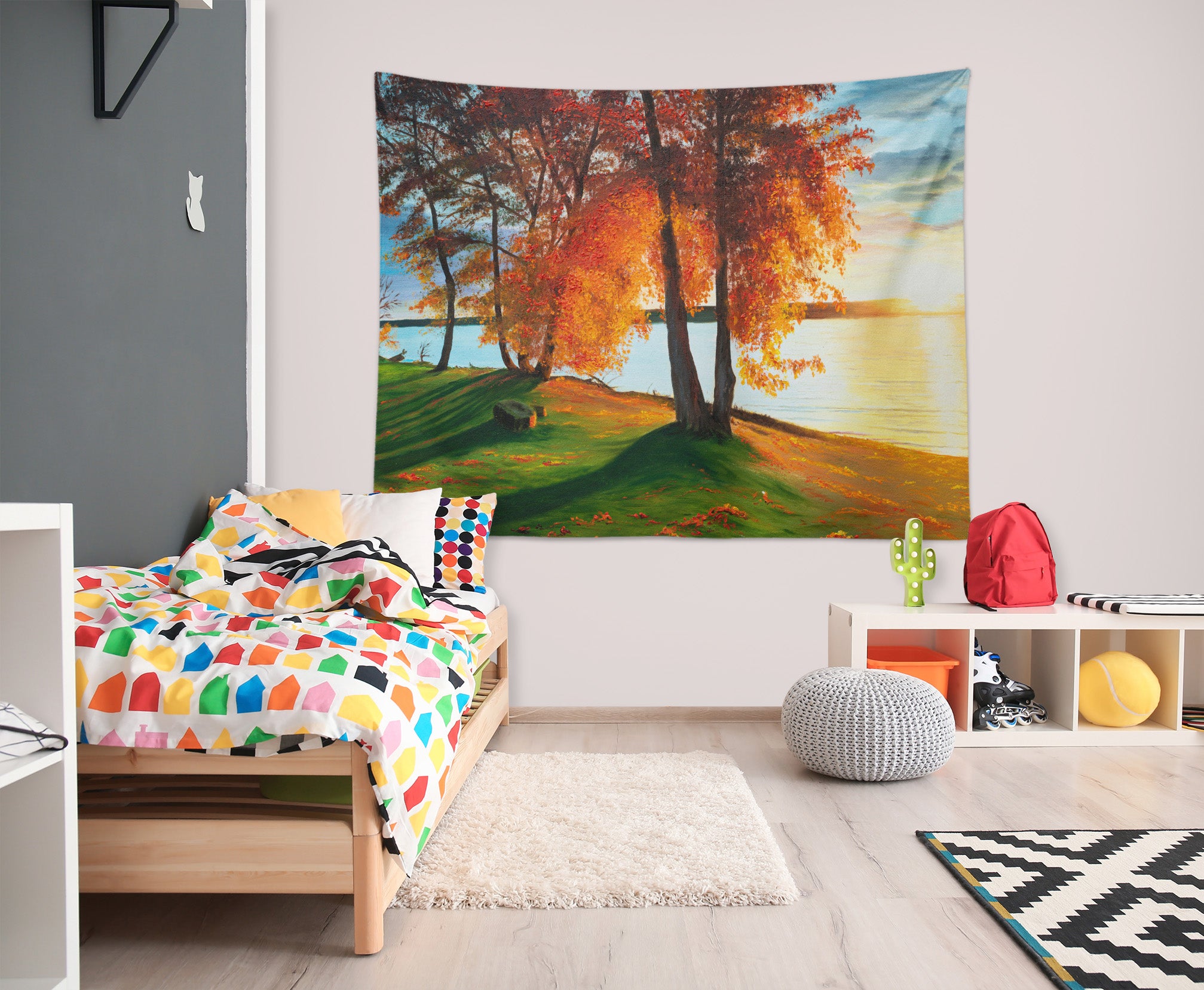 3D Autumn Tree Sunset 862 Marina Zotova Tapestry Hanging Cloth Hang