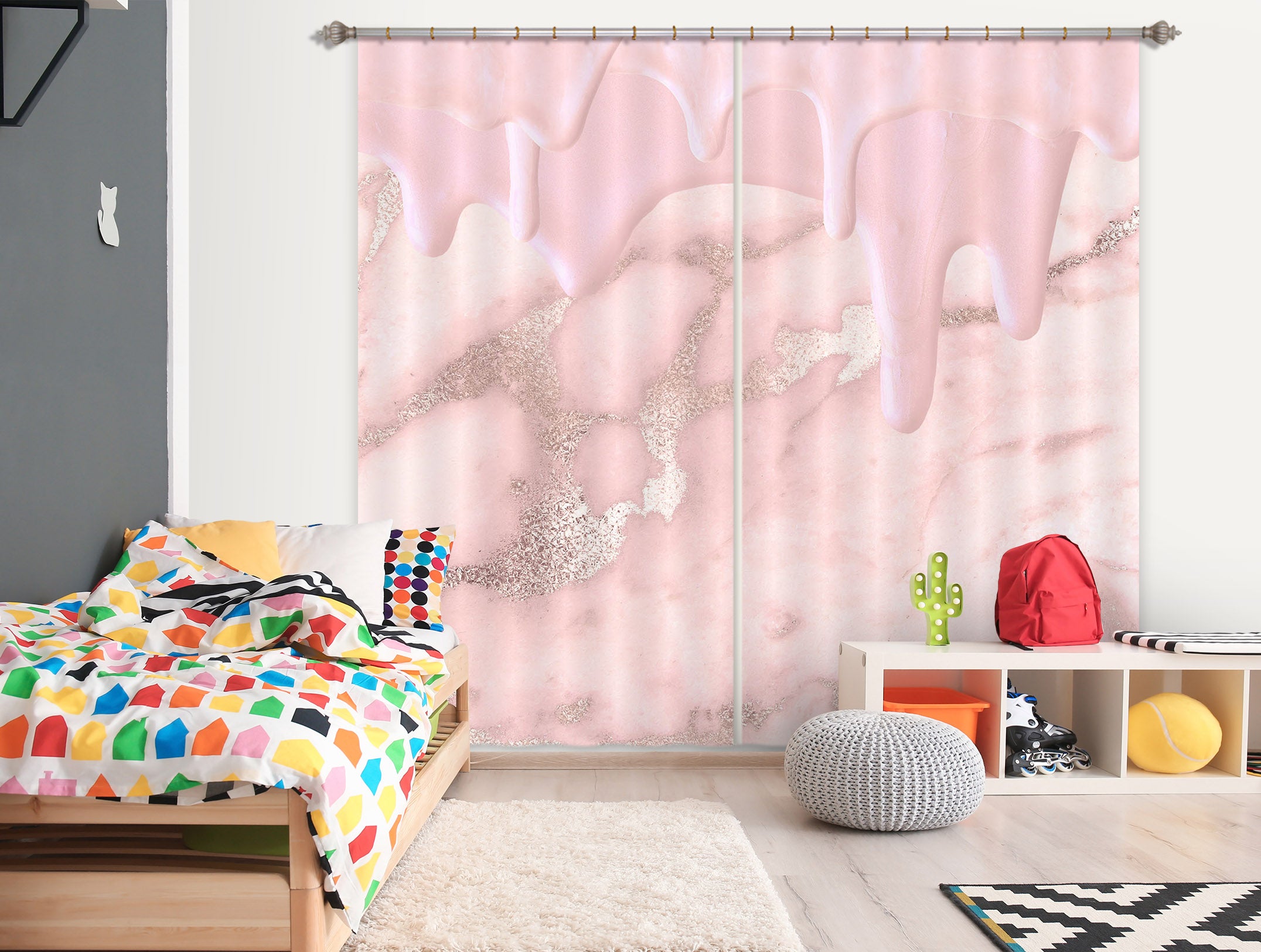 3D Abstract Pink 182 Uta Naumann Curtain Curtains Drapes