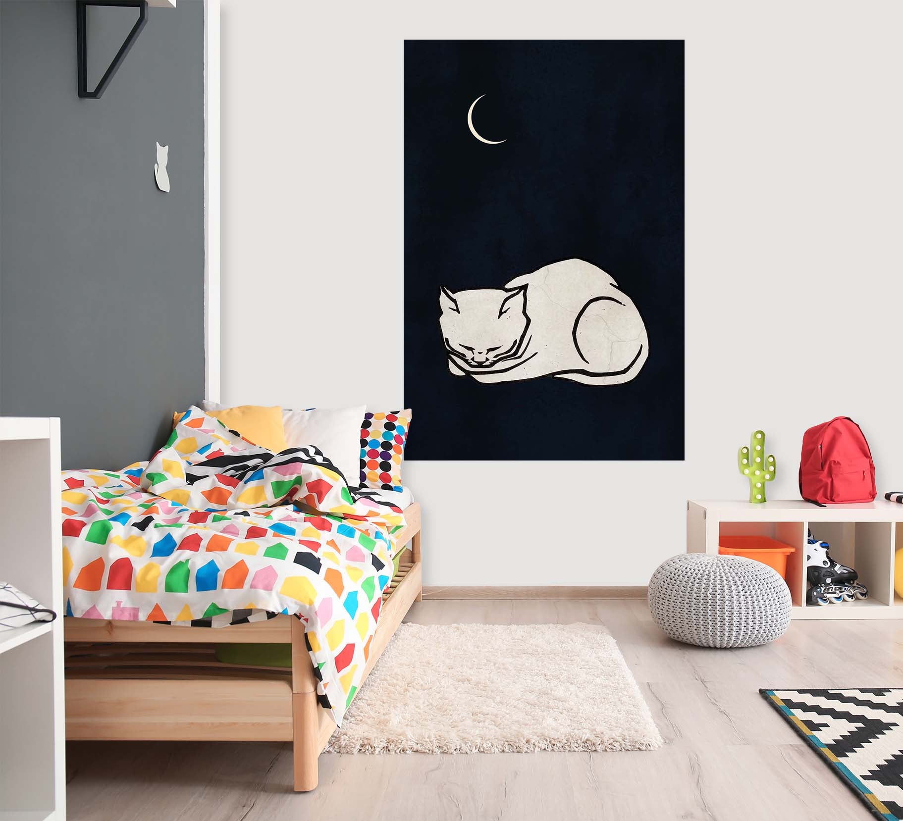 3D White Cat 129 Boris Draschoff Wall Sticker