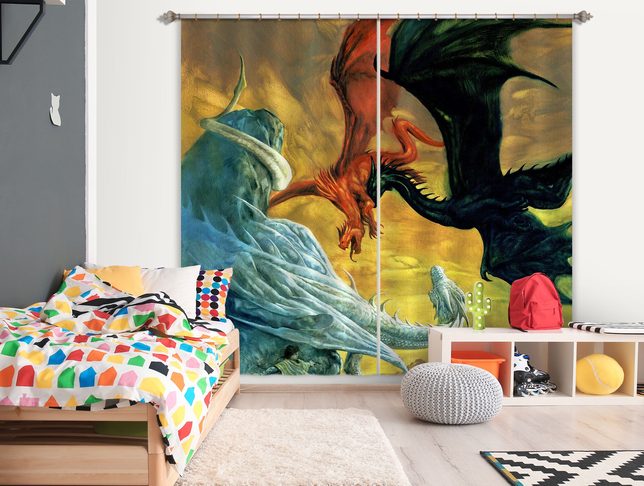 3D Color Dragon 7218 Ciruelo Curtain Curtains Drapes