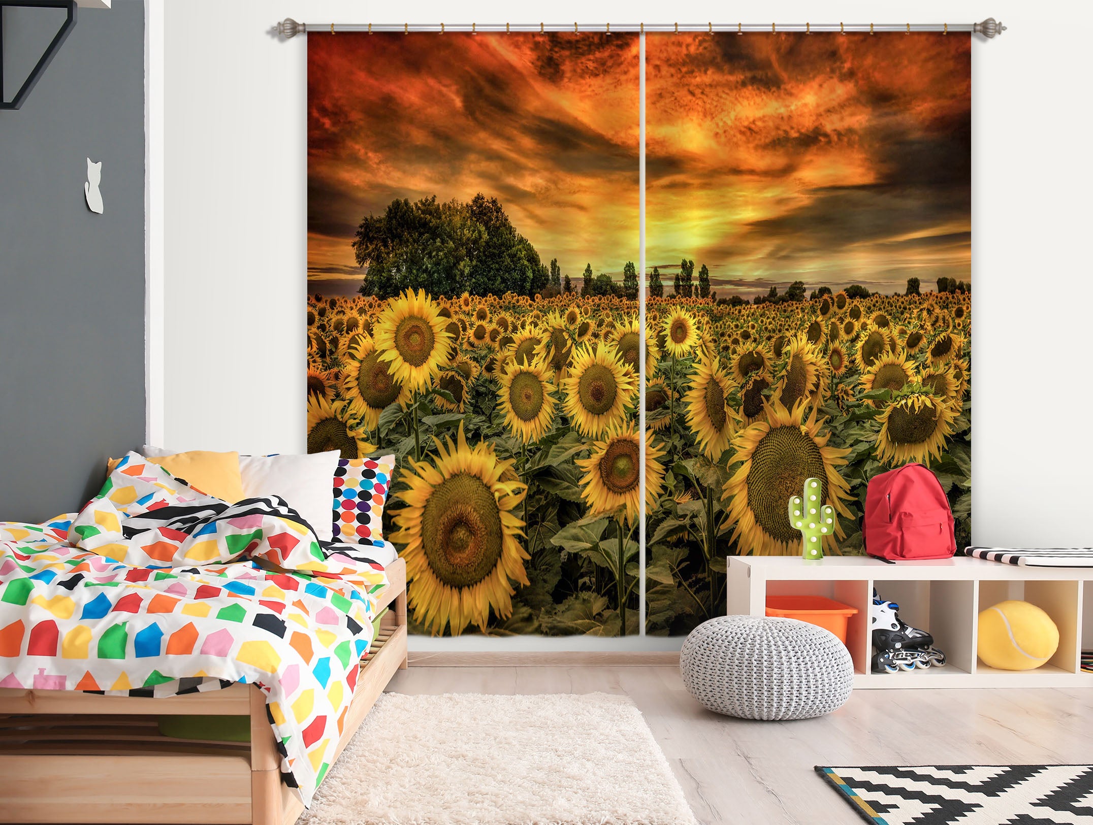 3D Sunflower Garden 179 Marco Carmassi Curtain Curtains Drapes