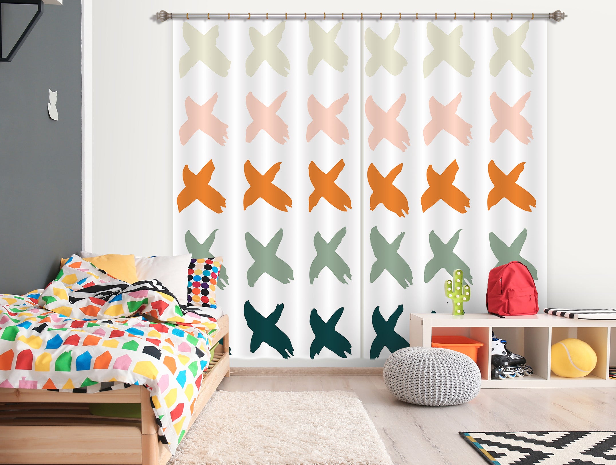 3D Colored Cross 111112 Kashmira Jayaprakash Curtain Curtains Drapes