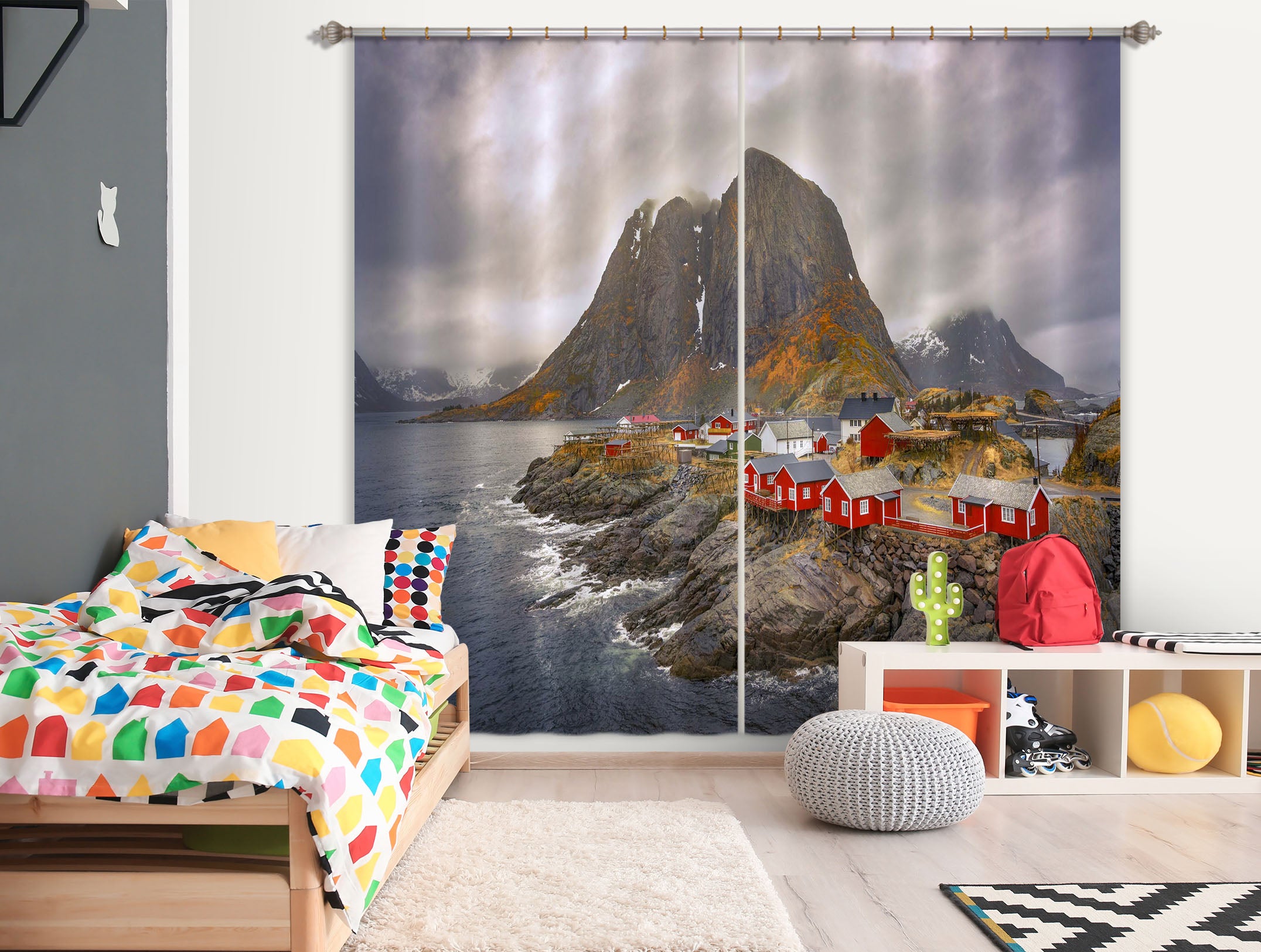 3D Red House 153 Marco Carmassi Curtain Curtains Drapes